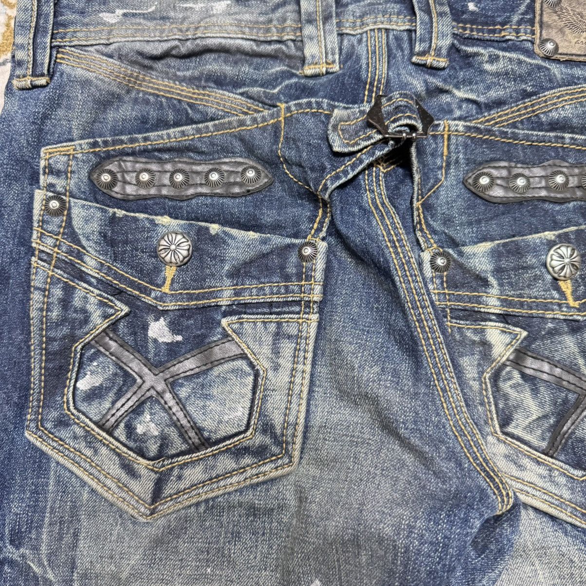 Japanese Brand ARMY OF NO Leather Trimm Denim Painter Jeans Studded Size US 30 / EU 46 - 10 Thumbnail