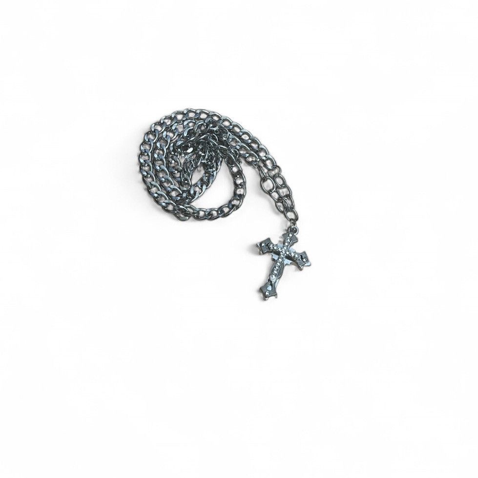 Japanese Brand Hiphop Style Cross Necklace Goth Streetwear Diamond Necklace Size ONE SIZE - 2 Thumbnail
