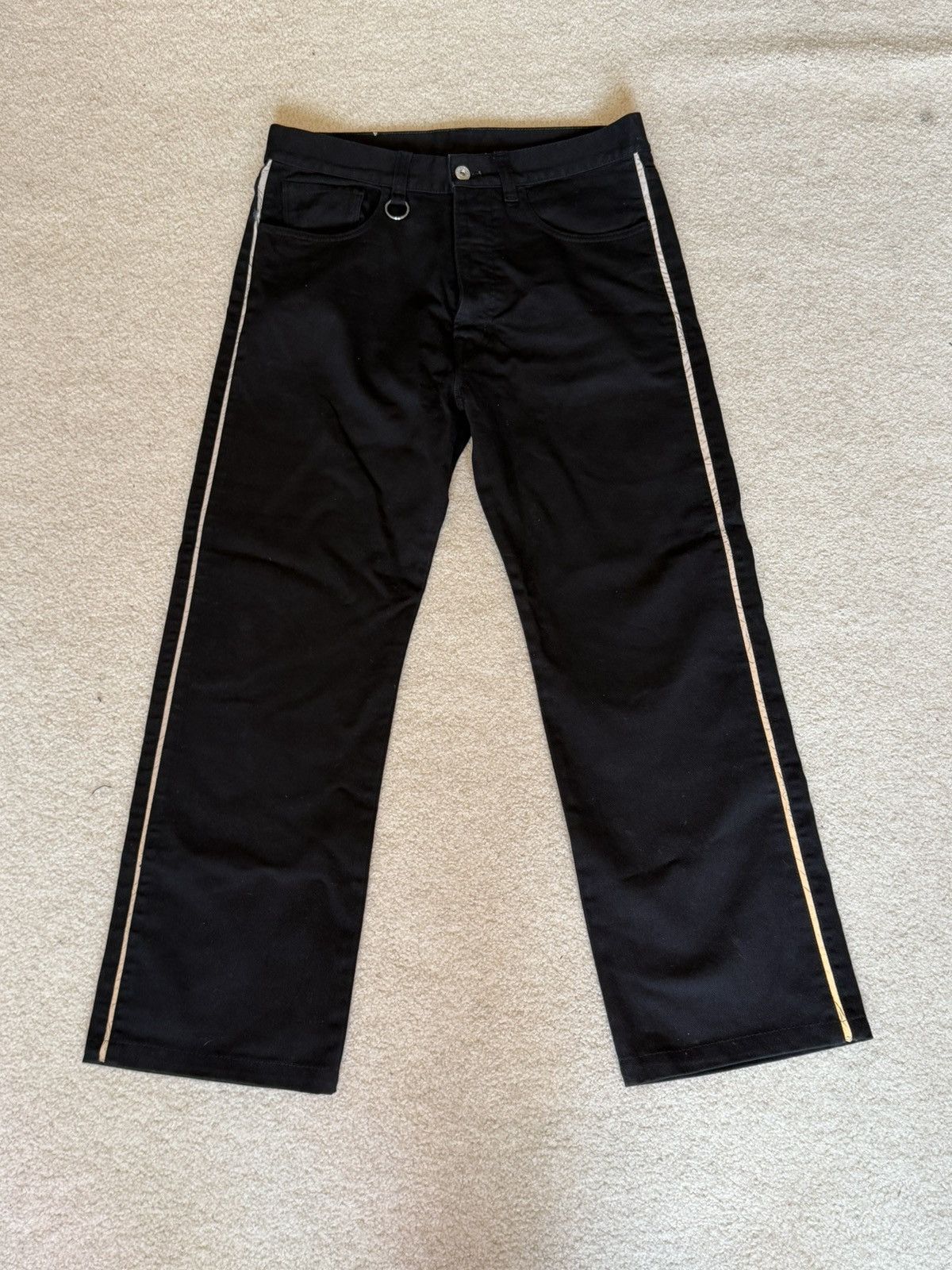 Random Identities SSESNE Black Stripe Officer Jeans Size US 32 / EU 48 - 1 Thumbnail