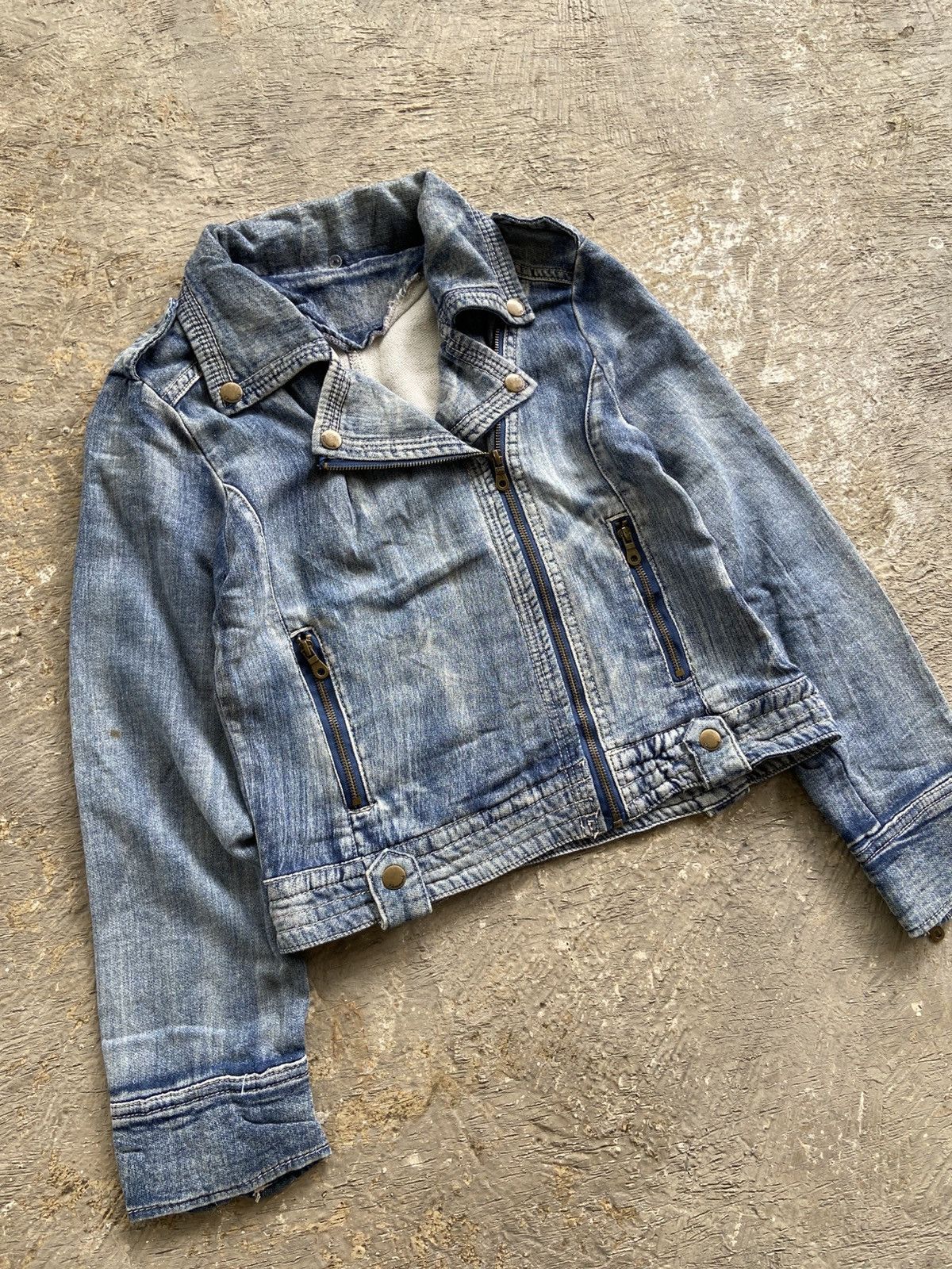 If Six Was Nine 2000s HCMII - Vkei Style Mud Wash Riders Jacket Size M / US 6-8 / IT 42-44 - 3 Thumbnail