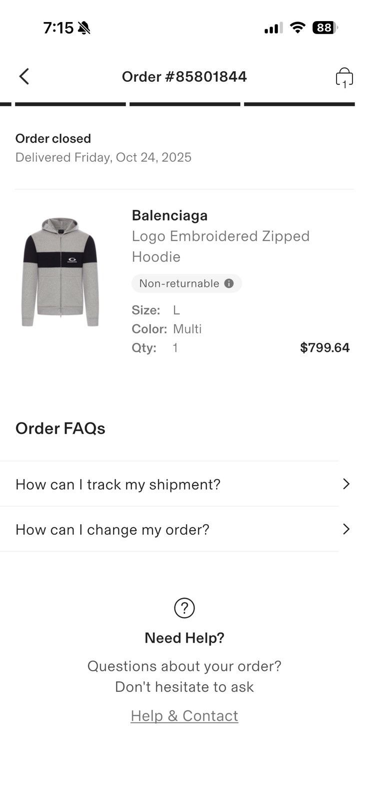 Balenciaga Logo embroidered zipped hoodie Size US L / EU 52-54 / 3 - 6 Thumbnail