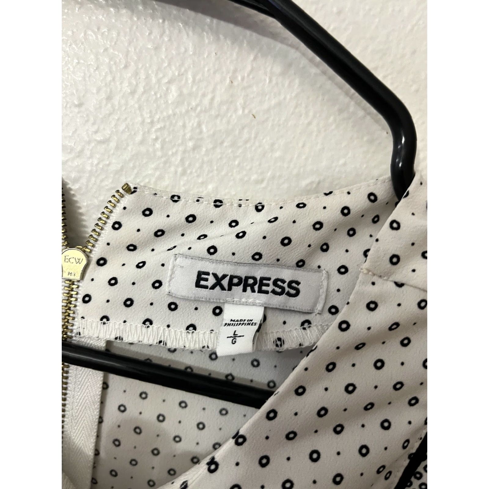 Express Express Blouse - Women's Round Neck Zip Up Sleeveless - White & Black Stripe - Size L / Large - 90s? (If no decade, omit) Womens Size L / US 10 / IT 46 - 2 Thumbnail