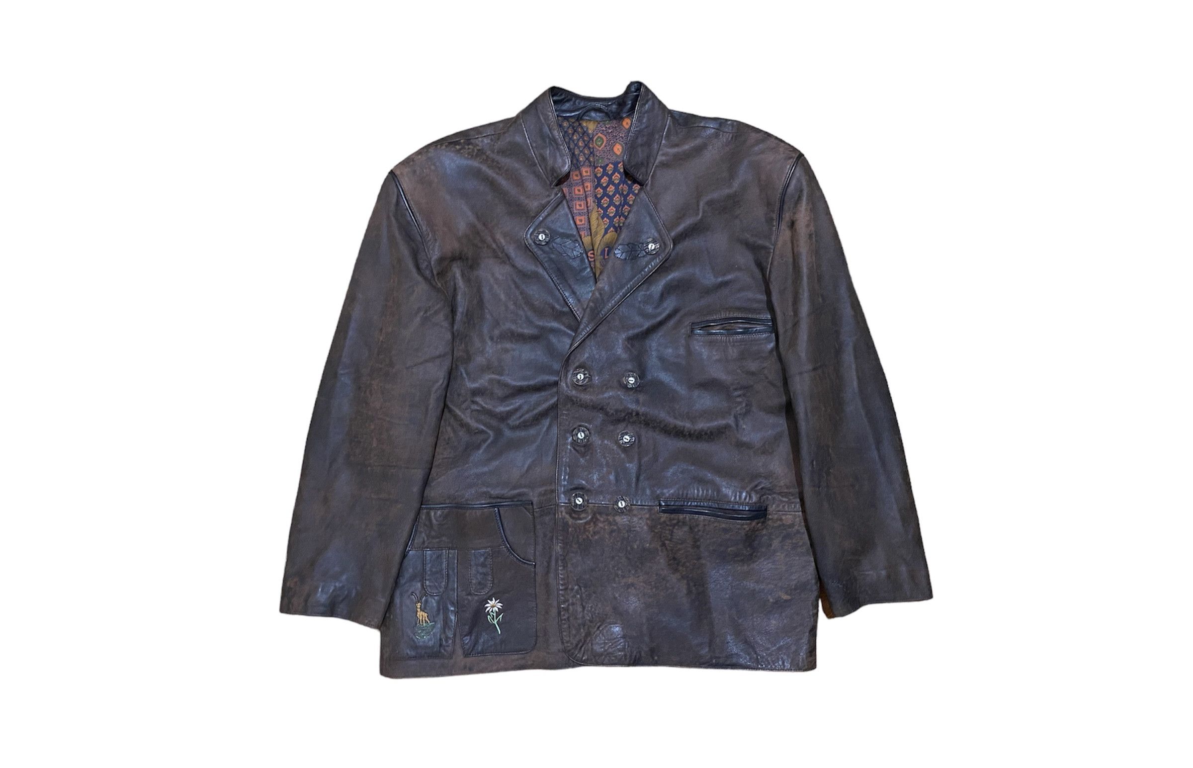 Vintage Vintage Hunter Distressed Leather Blazer / Jacket / Coat / Size US XL / EU 56 / 4 - 1 Thumbnail
