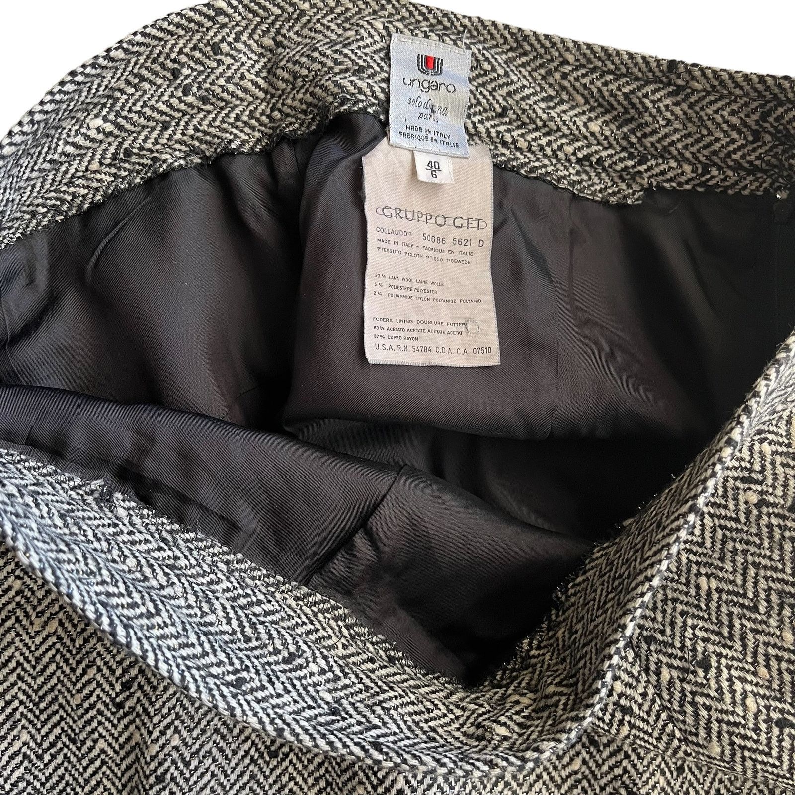 Emanuel Ungaro × Vintage Emanuel Ungaro Solo Donna Metallic Tweed Wool Pencil Skirt Size 28" / US 6 / IT 42 - 4 Thumbnail