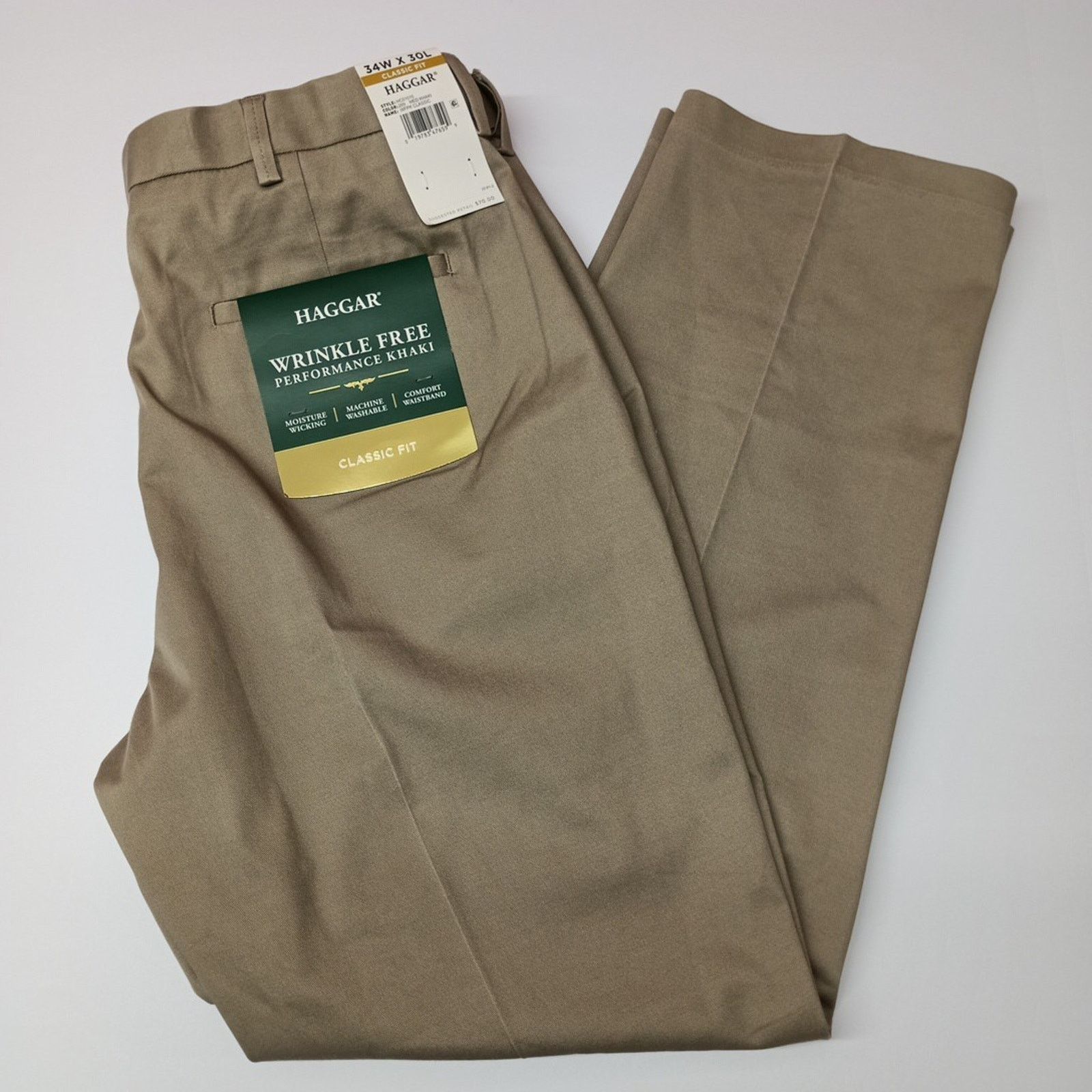 Haggar Haggar Khakis Mens 34x30 Med Khaki Classic Fit Comfort Waist Size US 34 / EU 50 - 1 Thumbnail