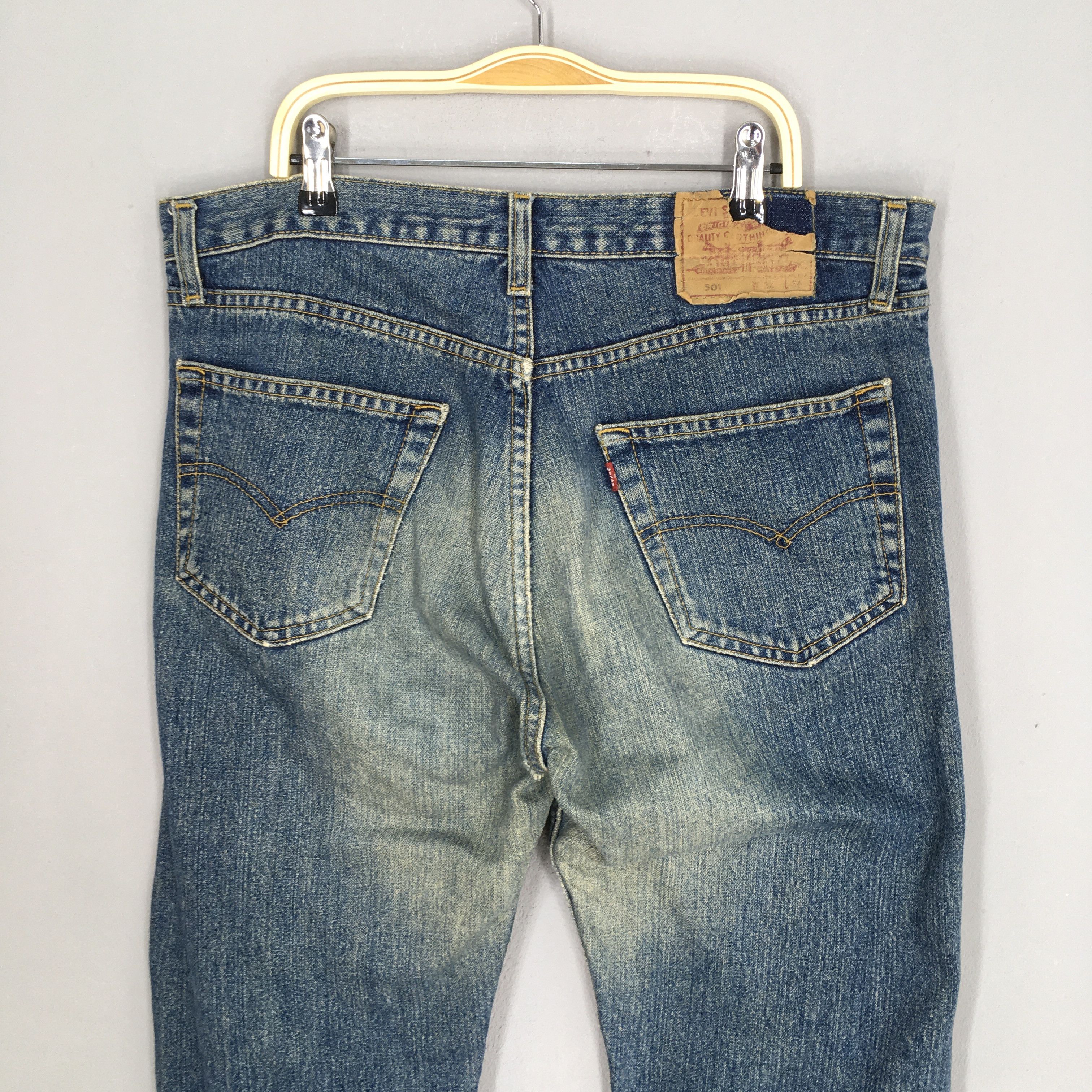 Jean Size 33x33 Vintage Y2K Levi's 501 Faded Blue Jeans Size US 33 - 11 Thumbnail