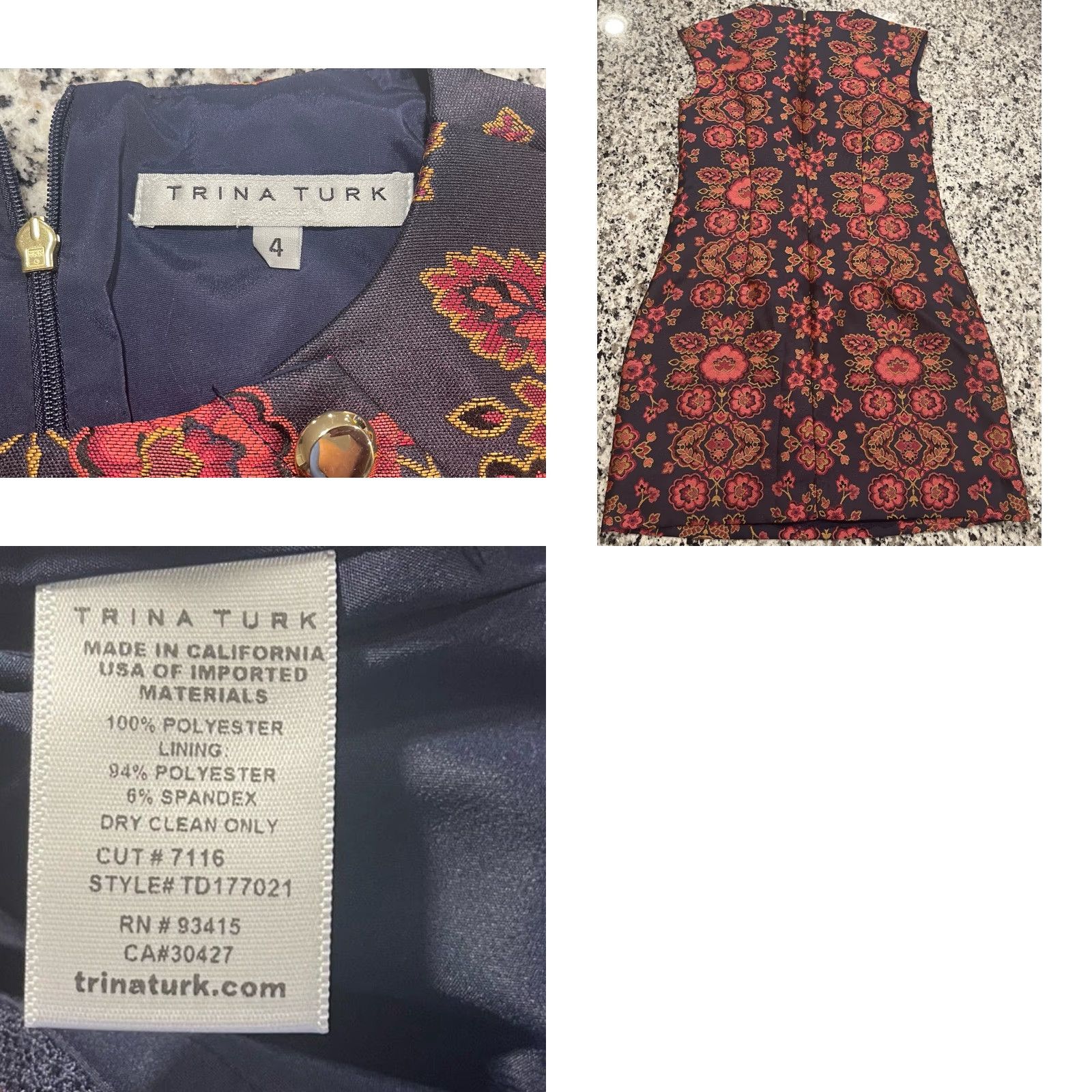 Trina Turk Trina Turk Angelou Sierra Primrose Jacquard Shift Dress Sz 4 Red Floral Sleeveless Zip Crew Neck Mini Sheath 60s Vintage No Women Size S / US 4 / IT 40 - 8 Thumbnail