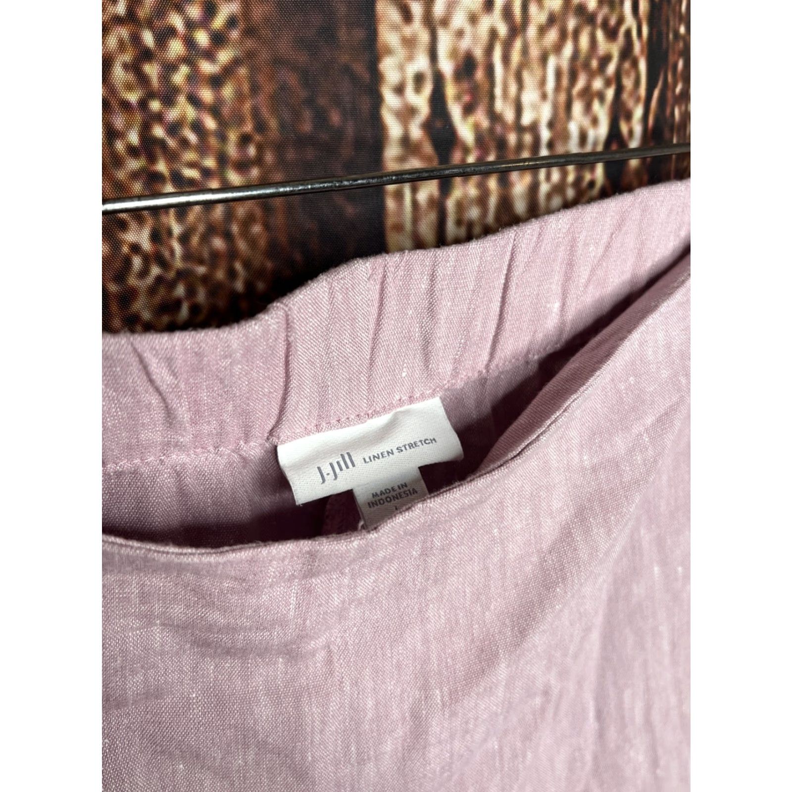 J. Jill VINTAGE J. Jill Linen Stretch Cropped Capri Pants Womens L Pink Button Hem Side Zip Size 36" / US 14 / IT 50 - 3 Thumbnail