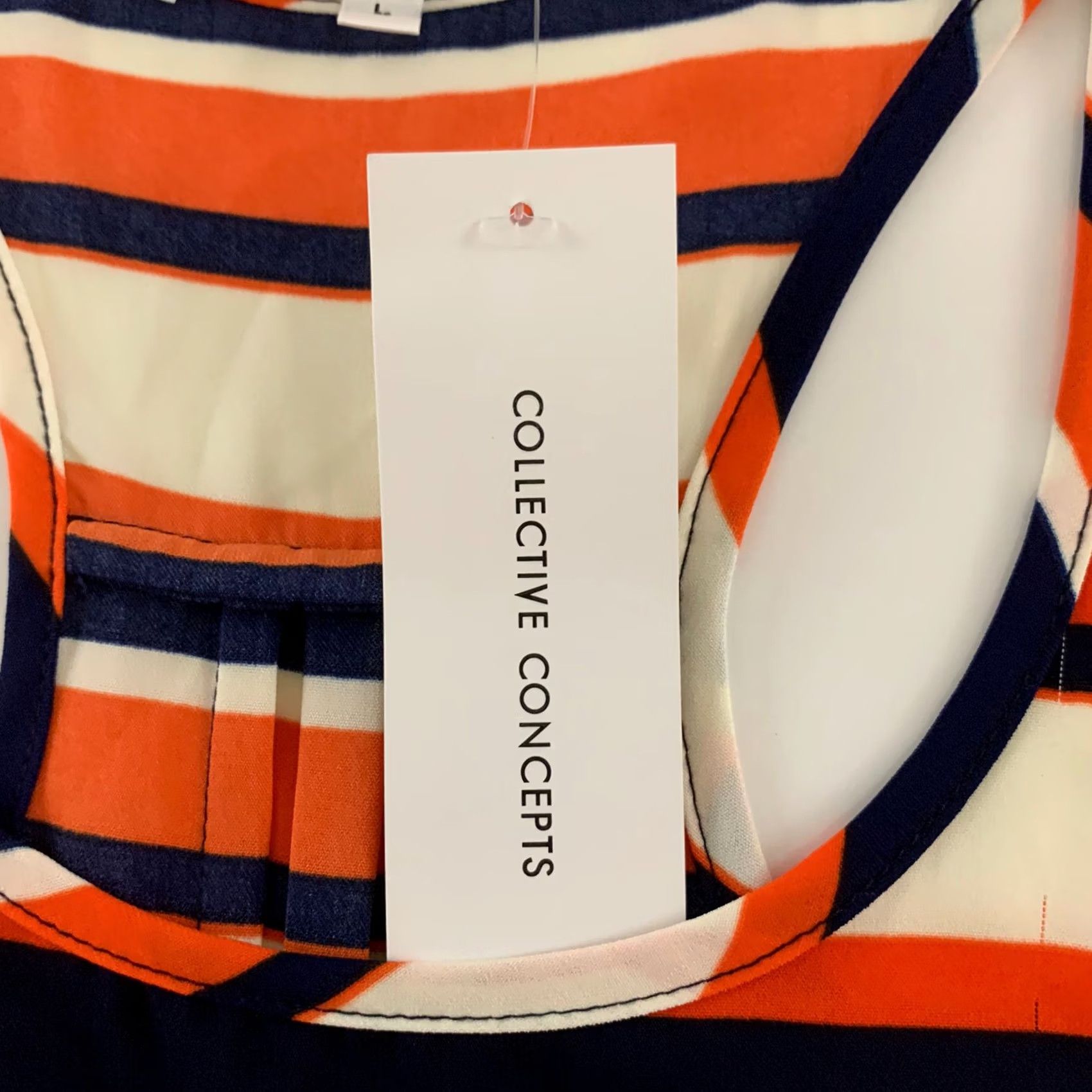 Vintage COLLECTIVE CONCEPTS Striped Sleeveless Top Women's L Tank Blue Ivory Orange Cream Sleeveless Shirt - Mens? Women? Size L / US 10 / IT 46 - 3 Thumbnail