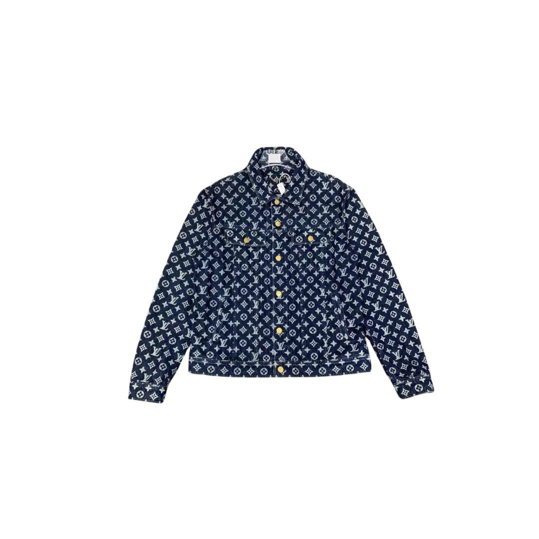 Image of Kim Jones x Louis Vuitton Lv OG Monogram Denim Jacket in Blue, Men's (Size 2XL)