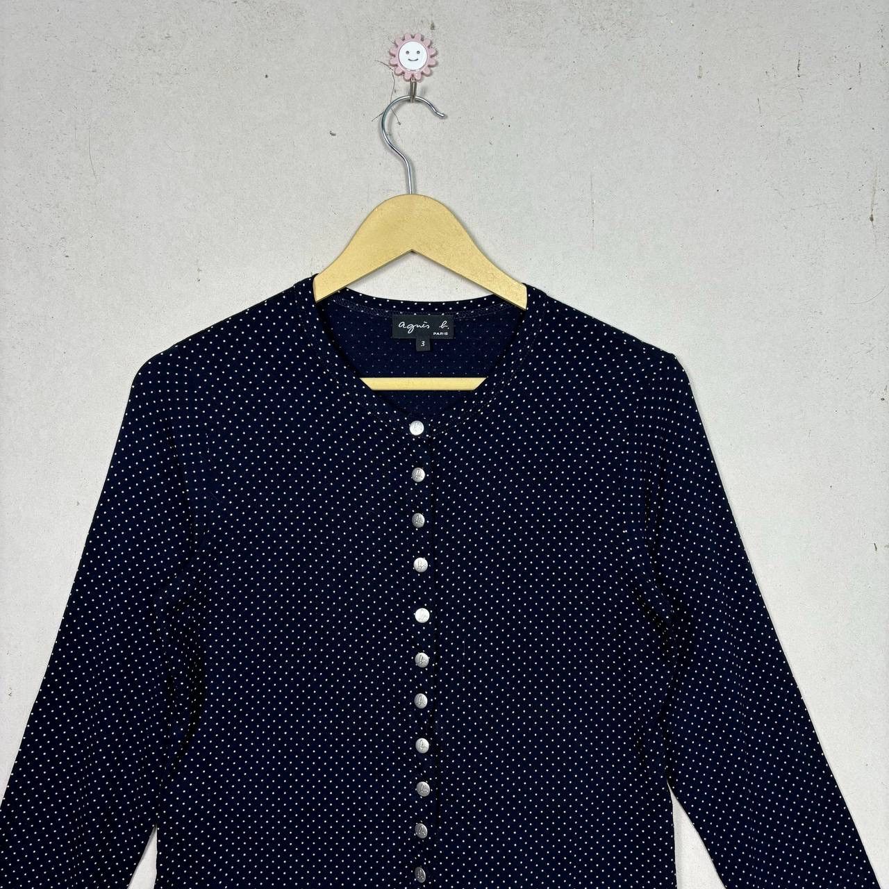 agnes b. AGNES B. Polka Dot Snap Cardigan Crop Top Vtg 90s Y2k Size M / US 6-8 / IT 42-44 - 3 Thumbnail