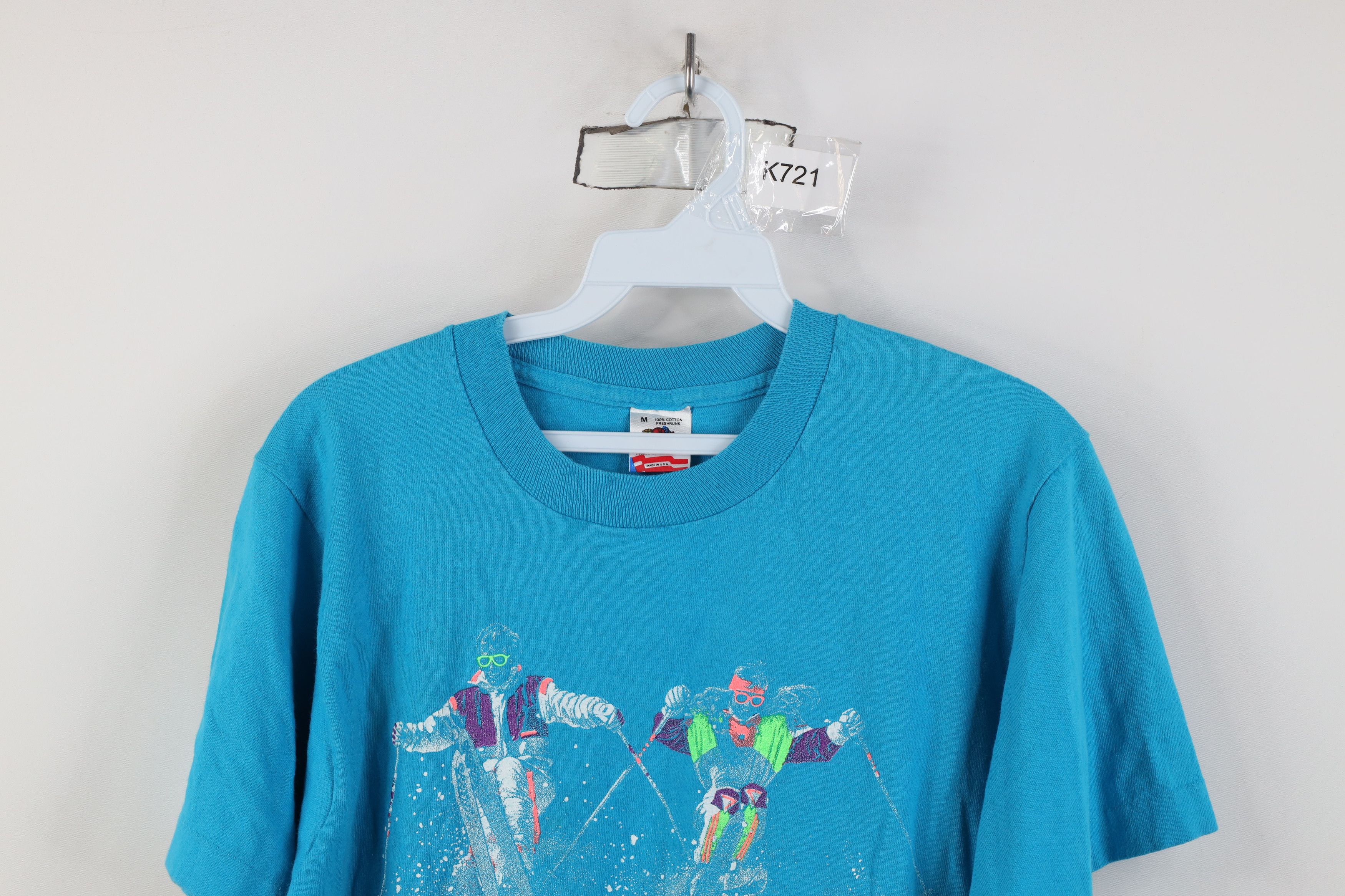Vintage Vintage 80s New York Skiing All Over Print T-Shirt USA Size M / US 6-8 / IT 42-44 - 2 Thumbnail