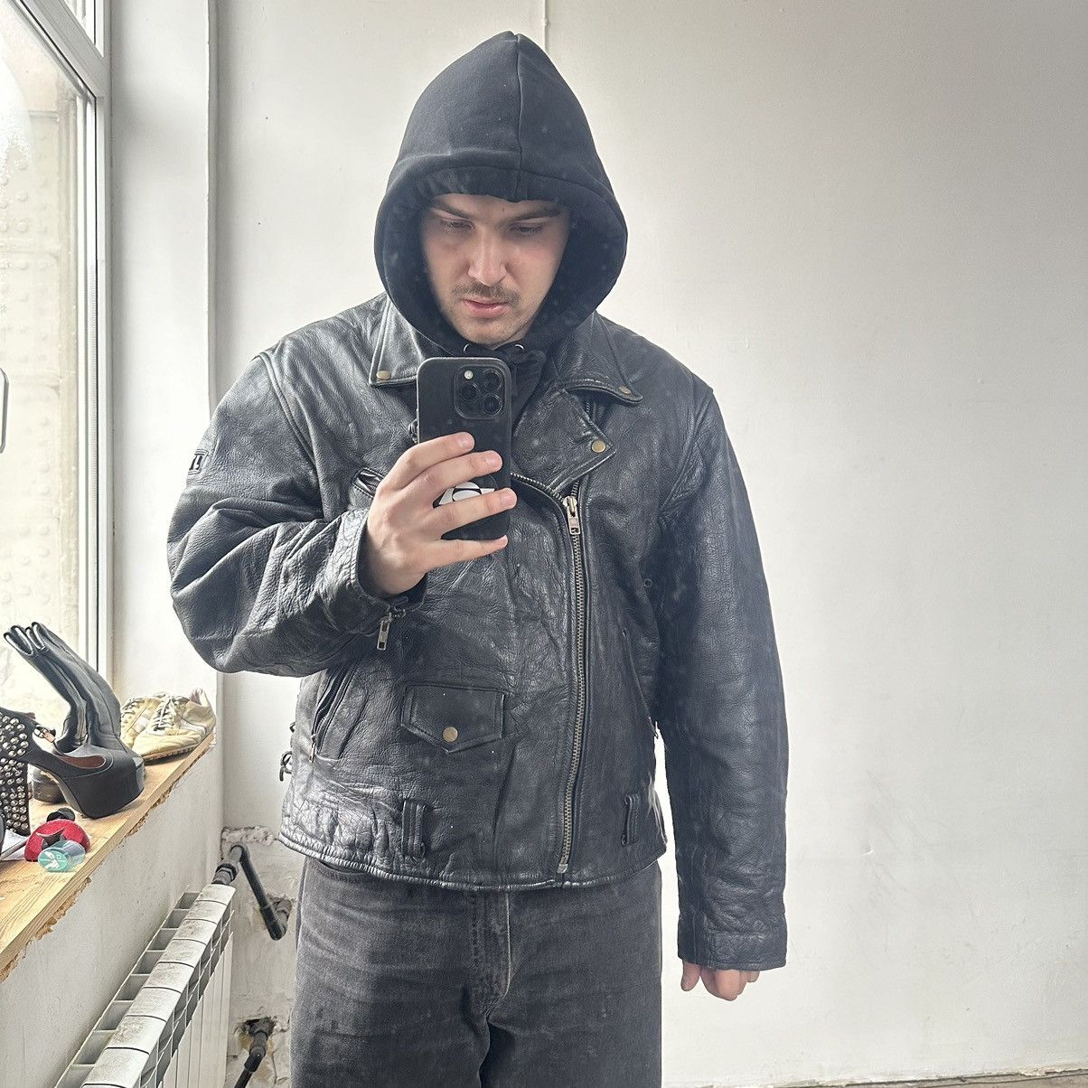 Genuine Leather Vintage Leather moto biker Jacket y2k jacket Size US XXL / EU 58 / 5 - 13 Thumbnail