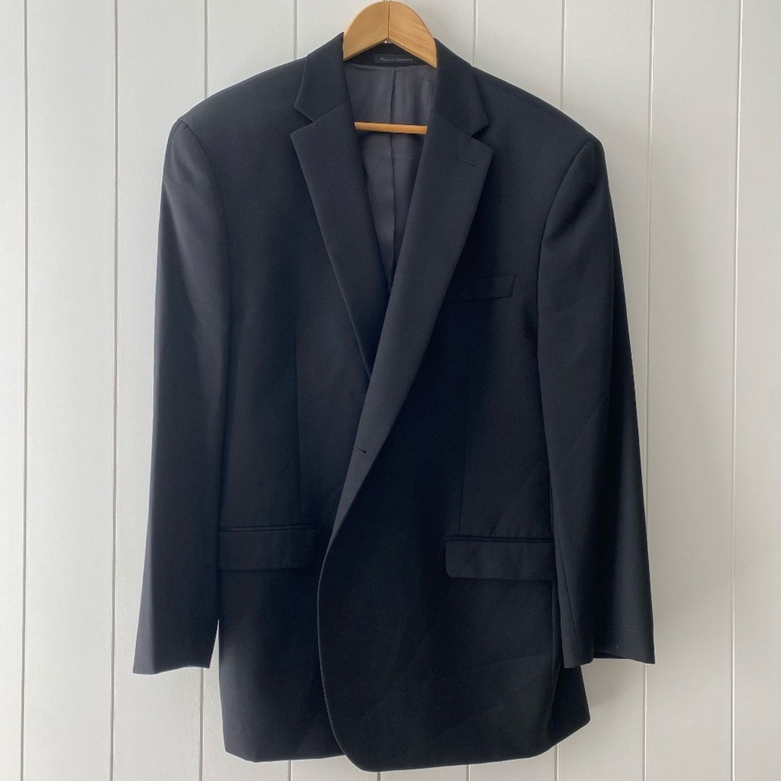 Ralph Lauren Ralph Lauren Men's Solid Black Wool Suit Blazer - 46R Size 46R - 1 Thumbnail