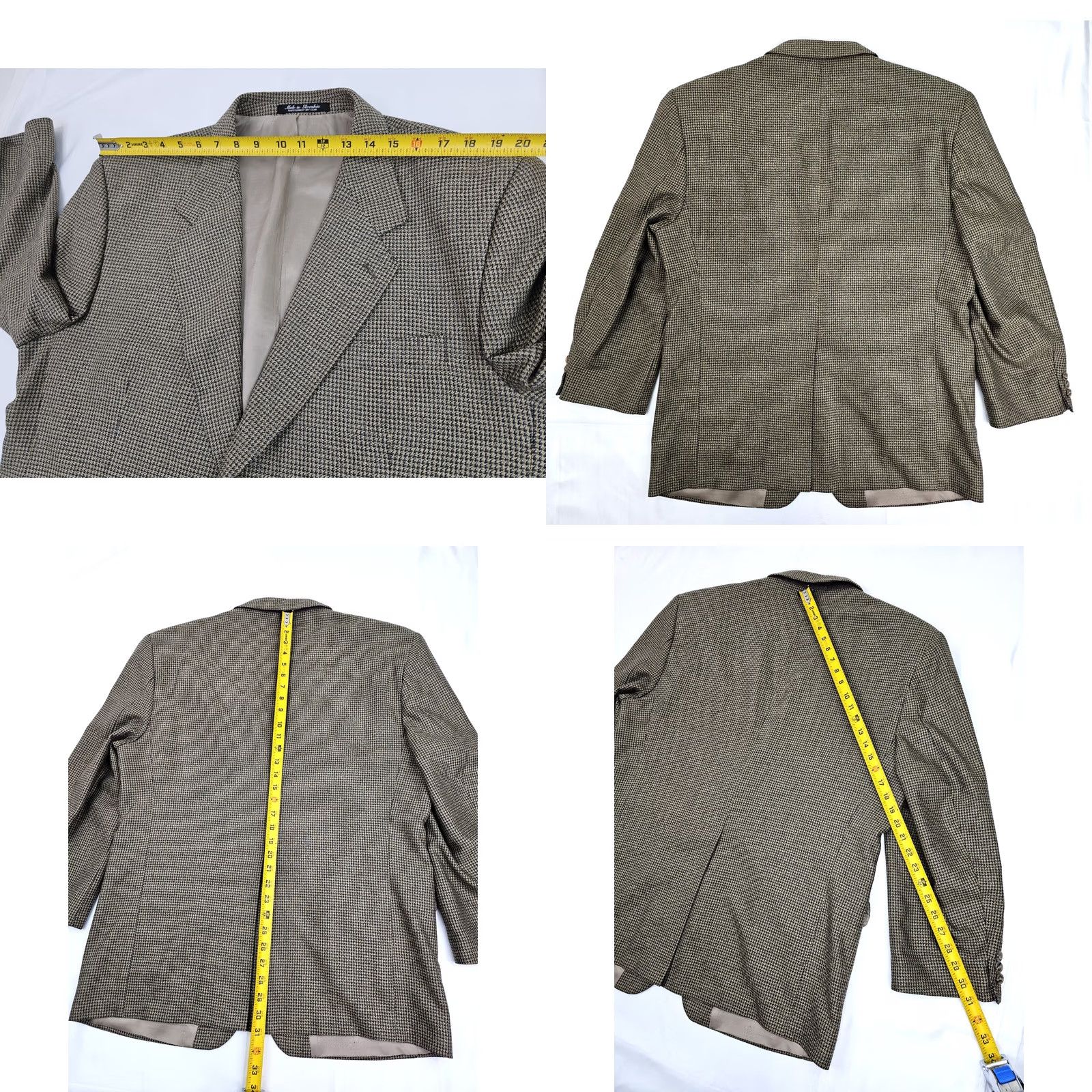 Vintage Tailors Row Deansgate Sport Coat Men 44R Houndstooth Silk Wool Blends Beige Gold EUC Size US S / EU 44-46 / 1 - 9 Thumbnail