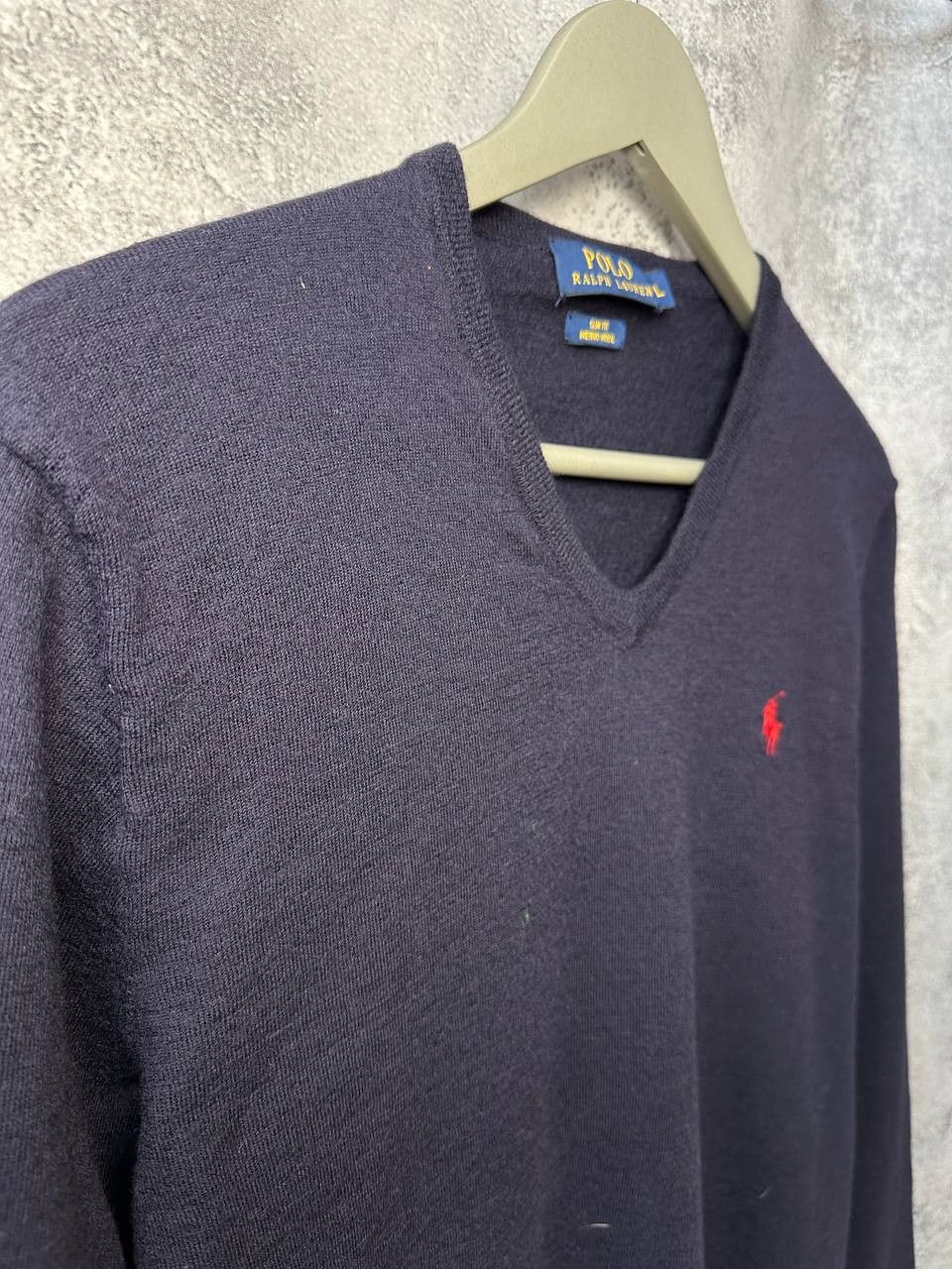 Polo Ralph Lauren Polo Ralph Lauren Merino Wool V-Neck Sweater Navy Blue Size US L / EU 52-54 / 3 - 4 Thumbnail