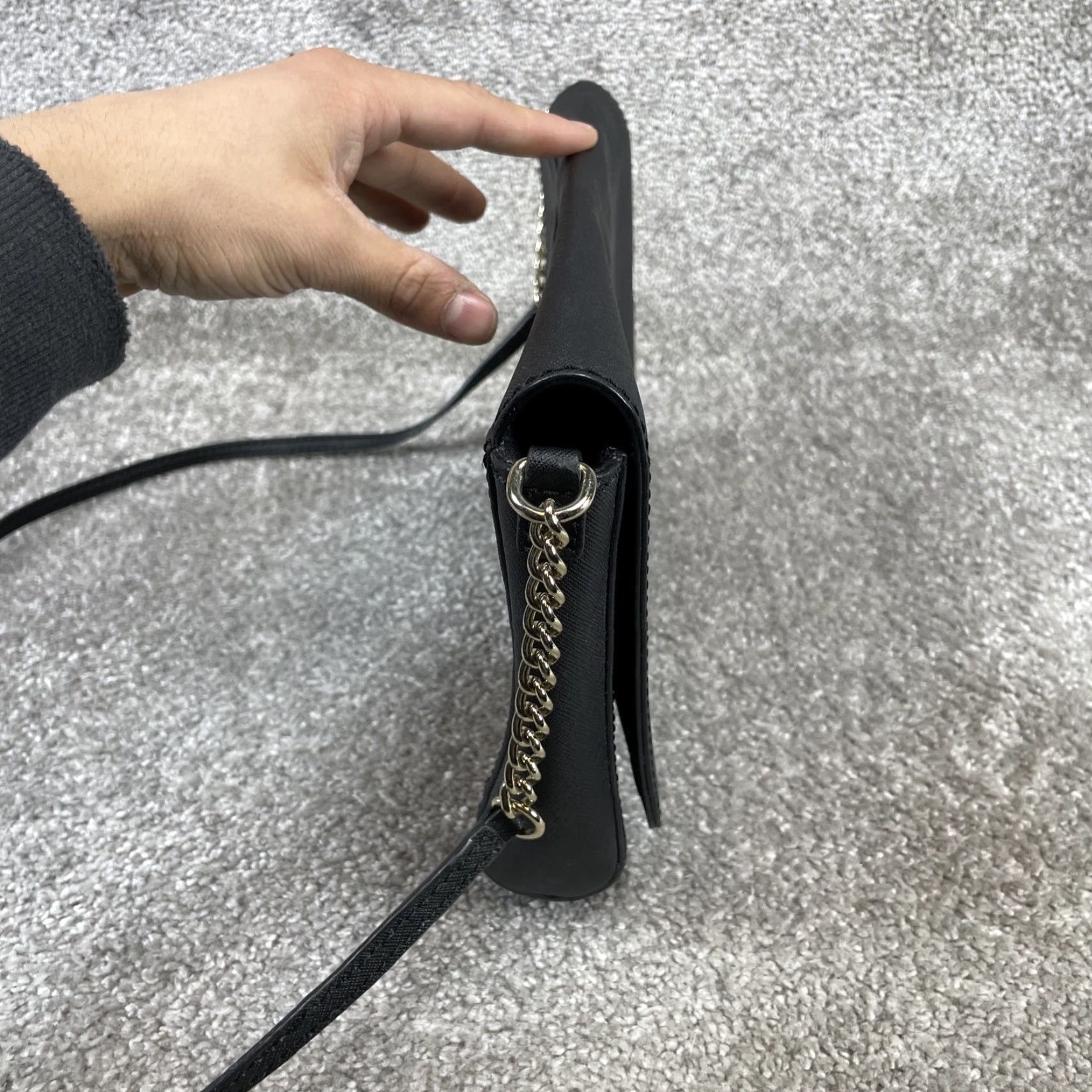Vintage Kate Spade New York Bag Womens Medium Black Leather Inner Pocket Chain Shoulder Strap Size ONE SIZE - 5 Thumbnail