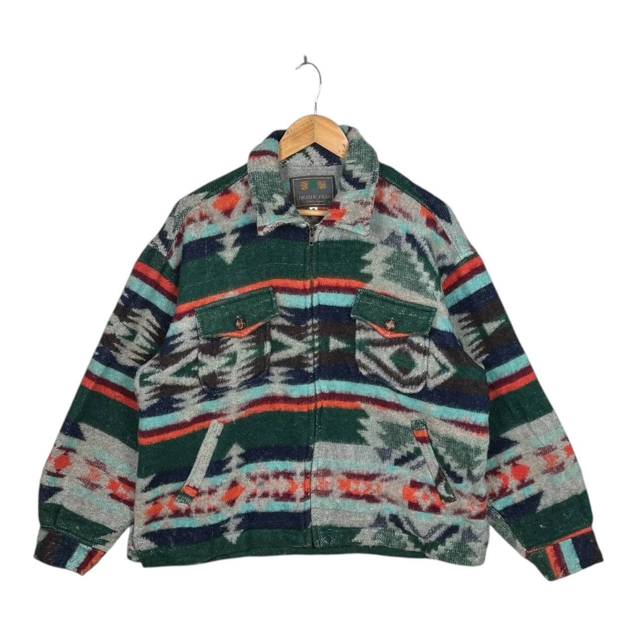 Native Vtg 90s Drastic Trad Aztec Southwestern Zip Fleece Jacket M Size US M / EU 48-50 / 2 - 1 Thumbnail