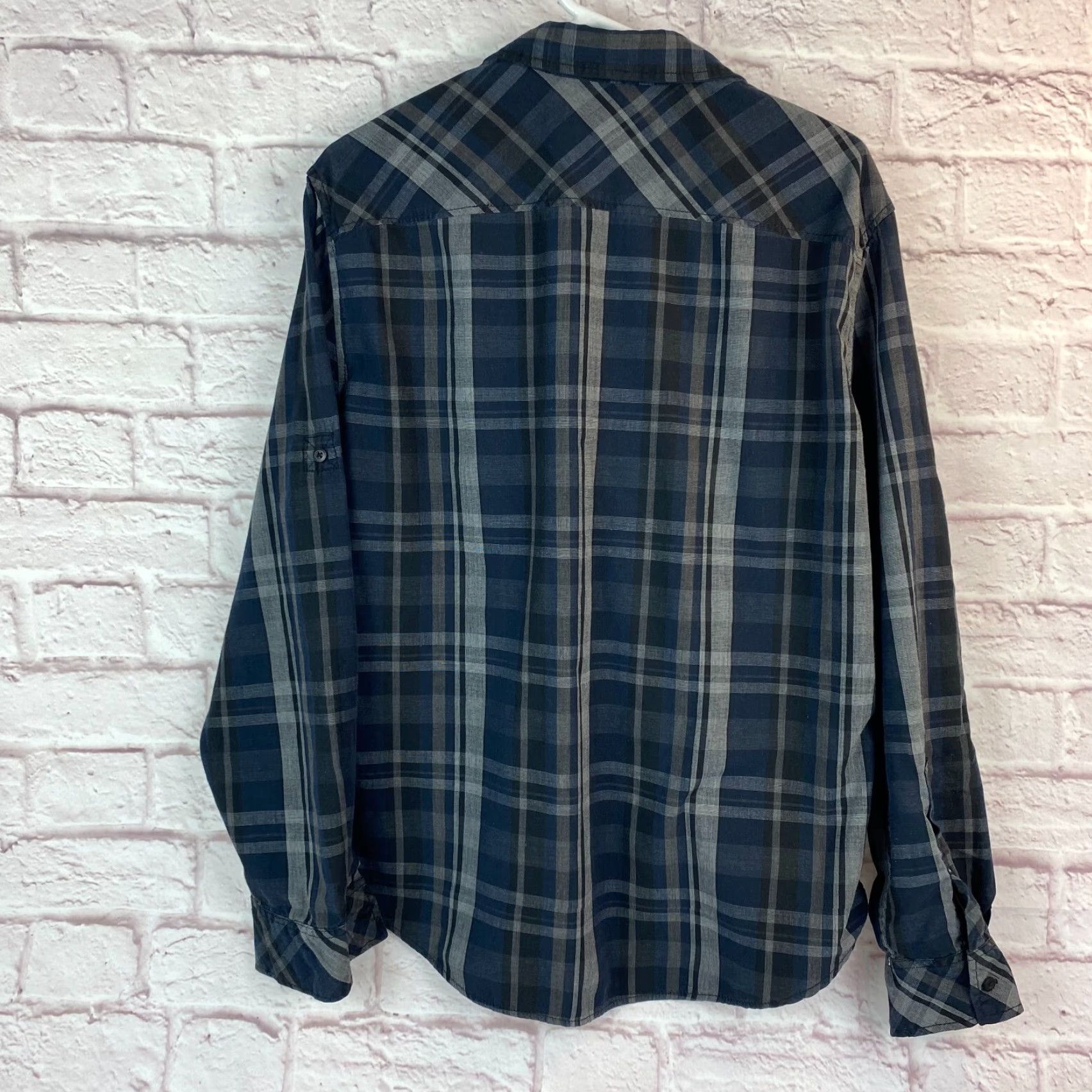 Vintage Rock & Republic Mens Button-Up Shirt Plaid Blue Long Sleeve Size Large Size US L / EU 52-54 / 3 - 3 Thumbnail