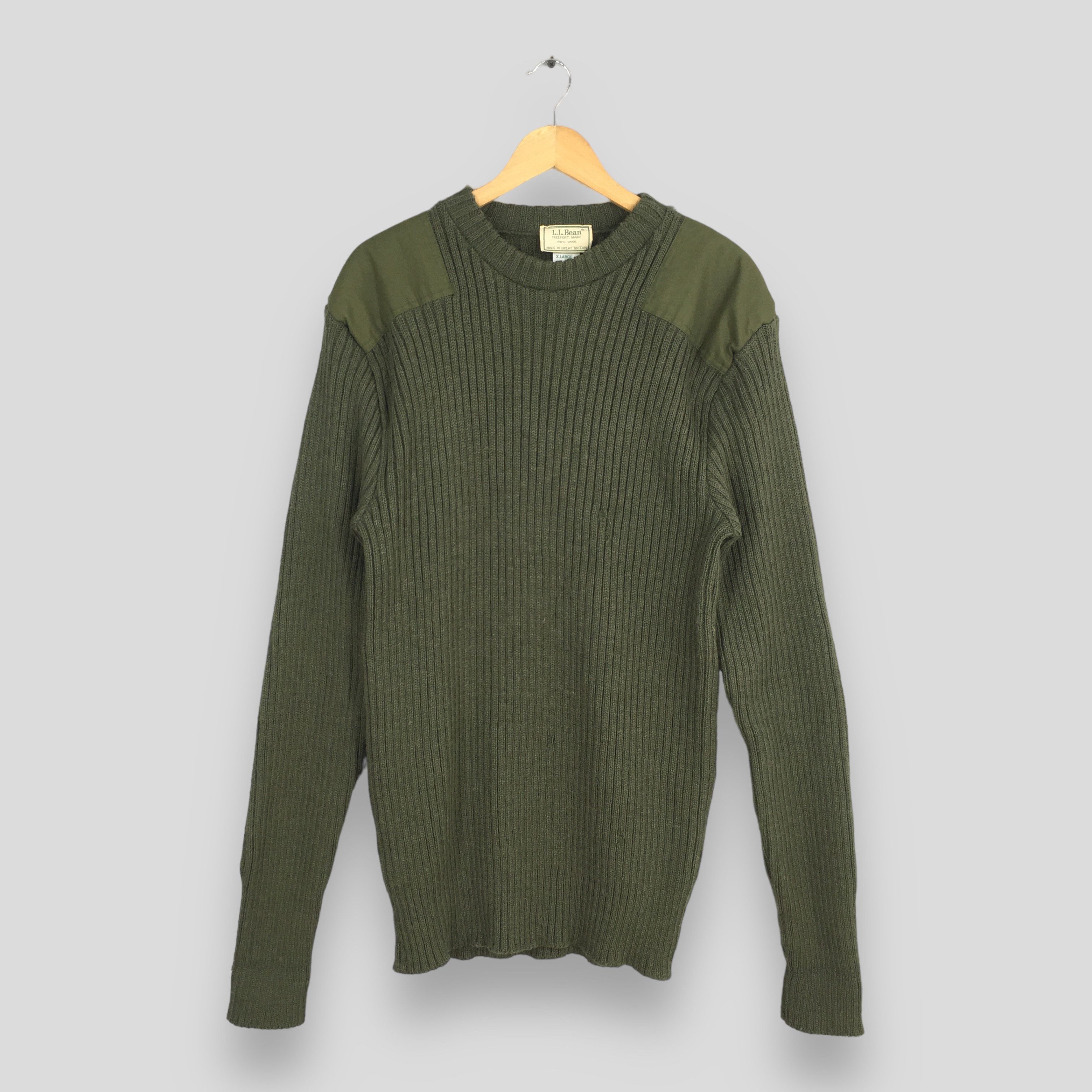 Vintage 80s LL Bean Dark Green Merino Wool Sweater XLarge