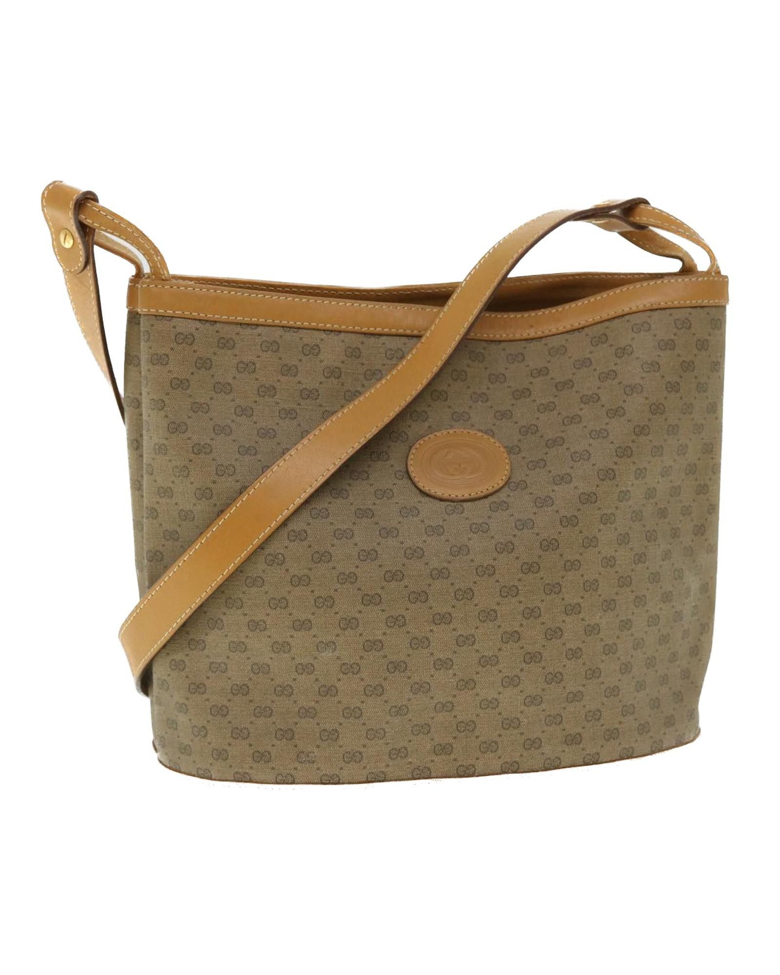 image of Gucci Micro GG Canvas Shoulder Bag In Beige, Women's