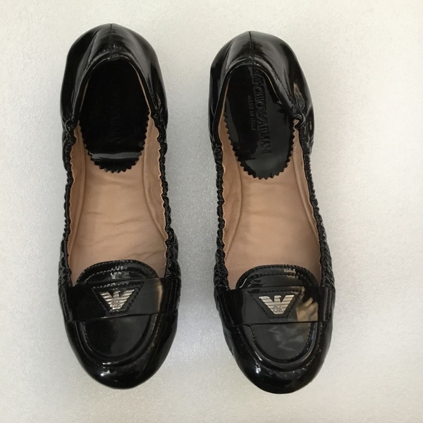 Emporio Armani Emporio Armani Black Patent Leather Flats Size US 6 / IT 36 - 1 Thumbnail