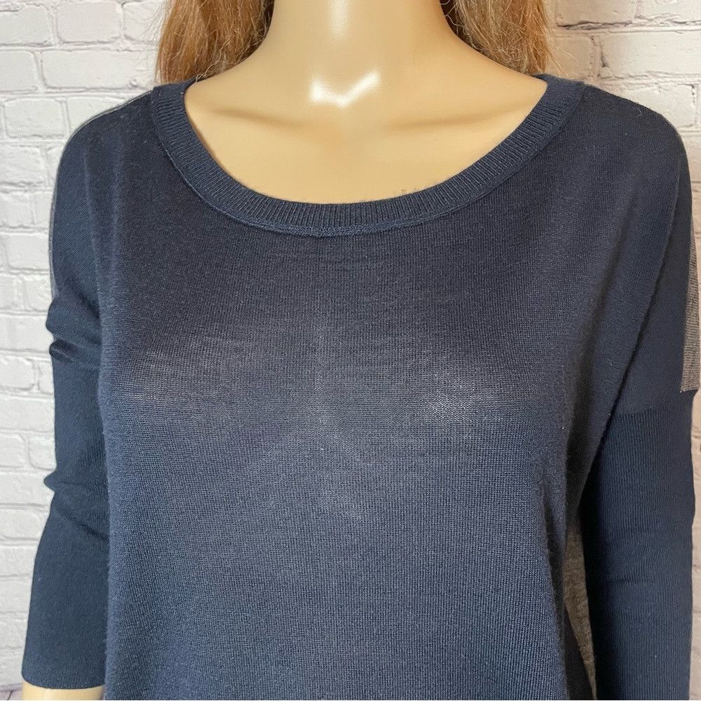 Loft Ann Taylor Loft Wool Blend Colorblock Navy Grey Sweater Siz Size S / US 4 / IT 40 - 3 Thumbnail
