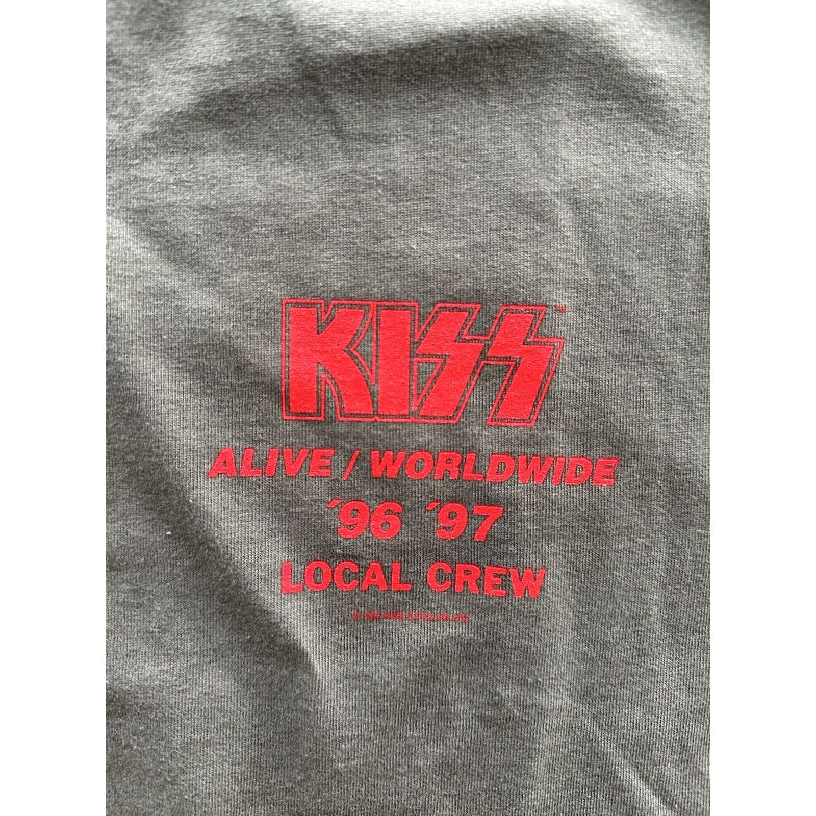 Vintage VINTAGE Kiss Shirt - Alive / Worldwide Local Crew Version XL Graphic Tee Short Sleeve Green 1990s Mens Boys? Size US XL / EU 56 / 4 - 2 Thumbnail