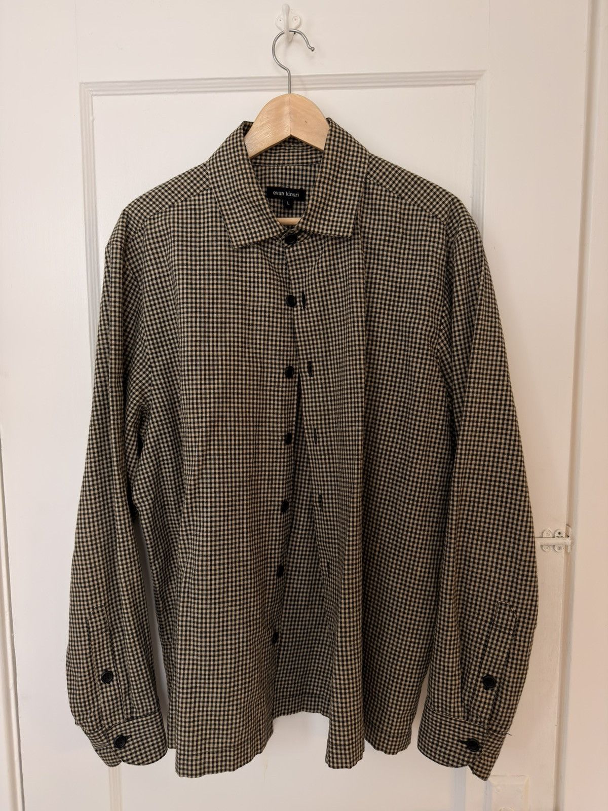 Small check flat hem cotton linen