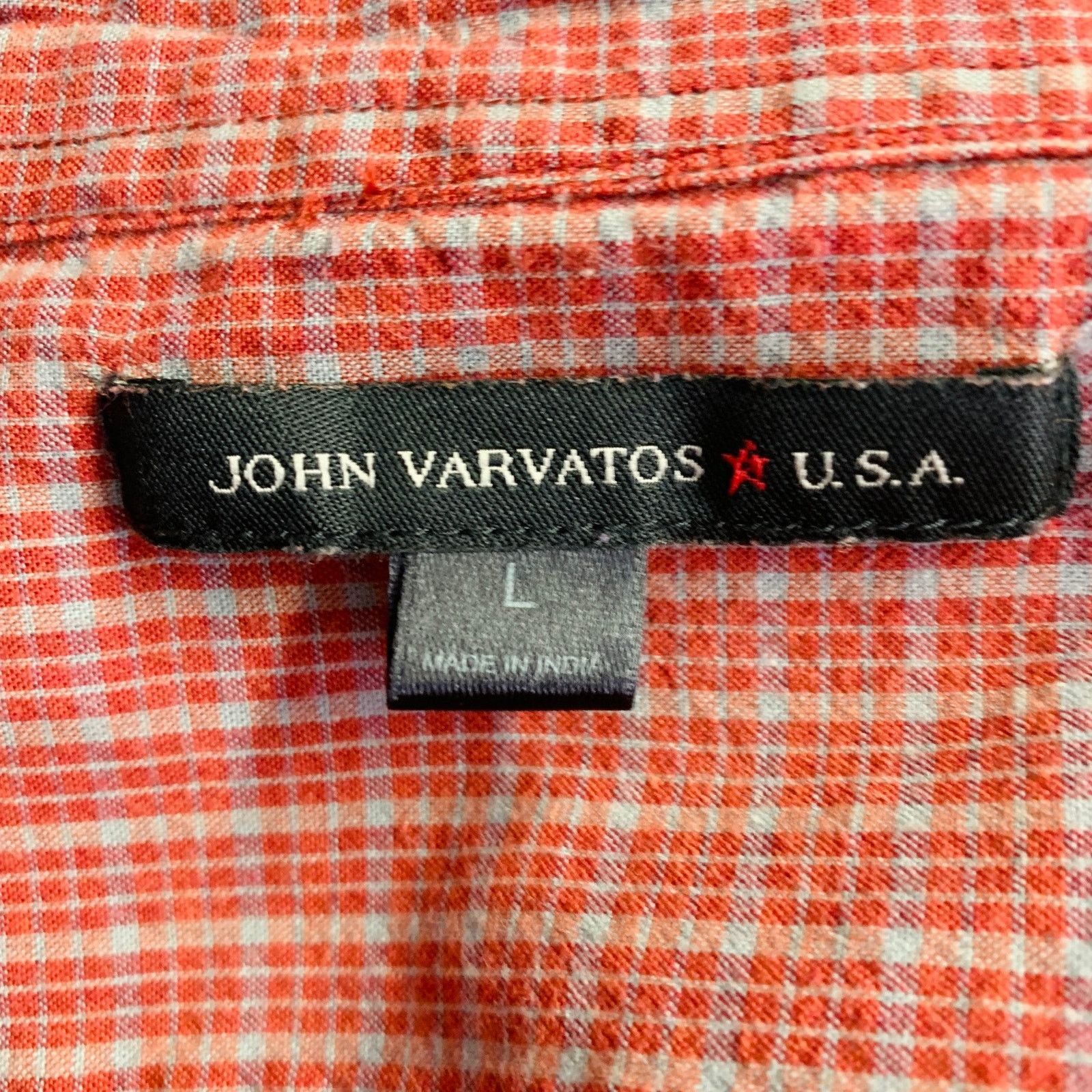 John Varvatos Size L Red Grey Checkered Cotton Long Sleeve Shirt Size US L / EU 52-54 / 3 - 7 Thumbnail