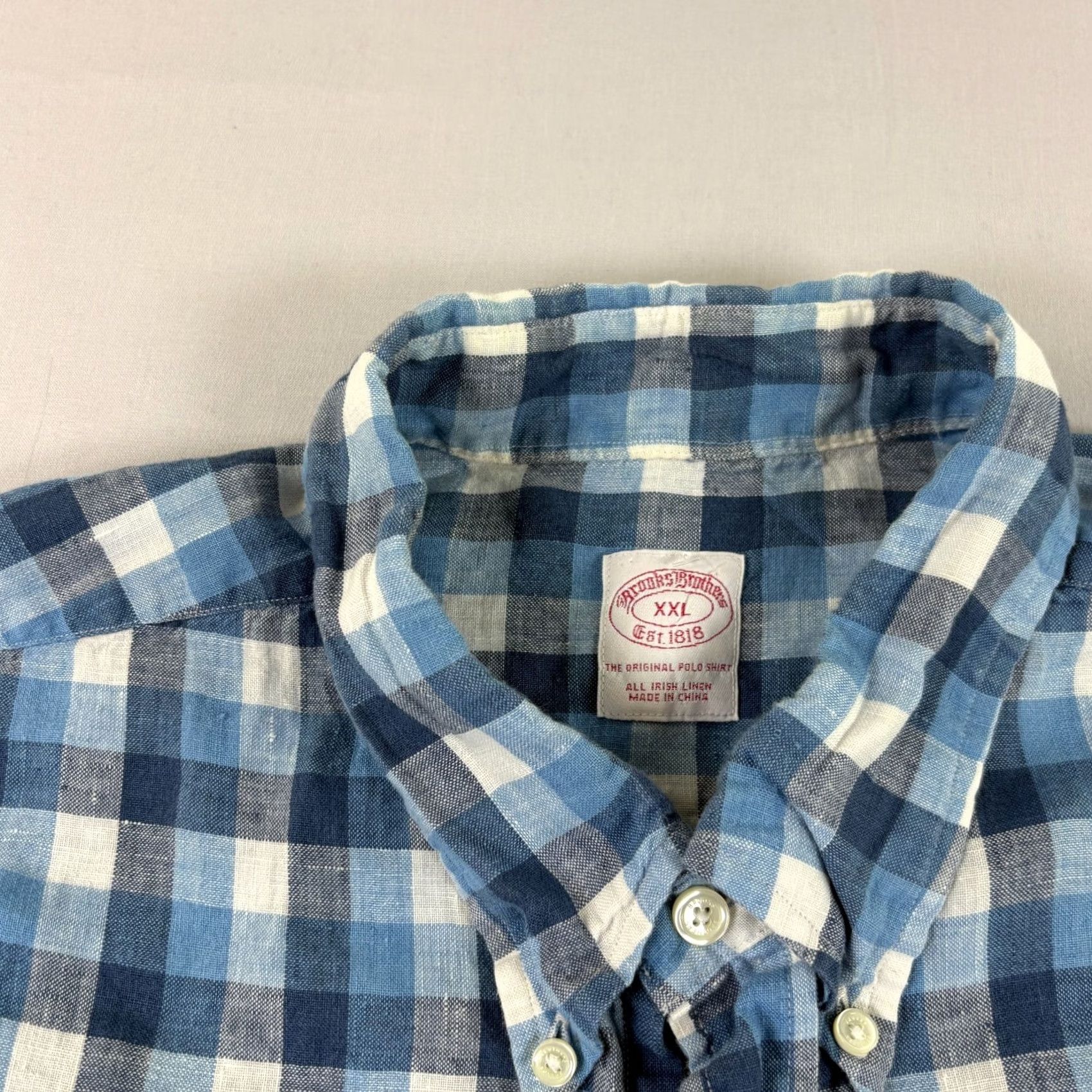 Brooks Brothers Brooks Brothers Linen Shirt Mens 2XL Blue Plaid Button-Up Short Sleeve Beach Shirt Size US XXL / EU 58 / 5 - 3 Thumbnail
