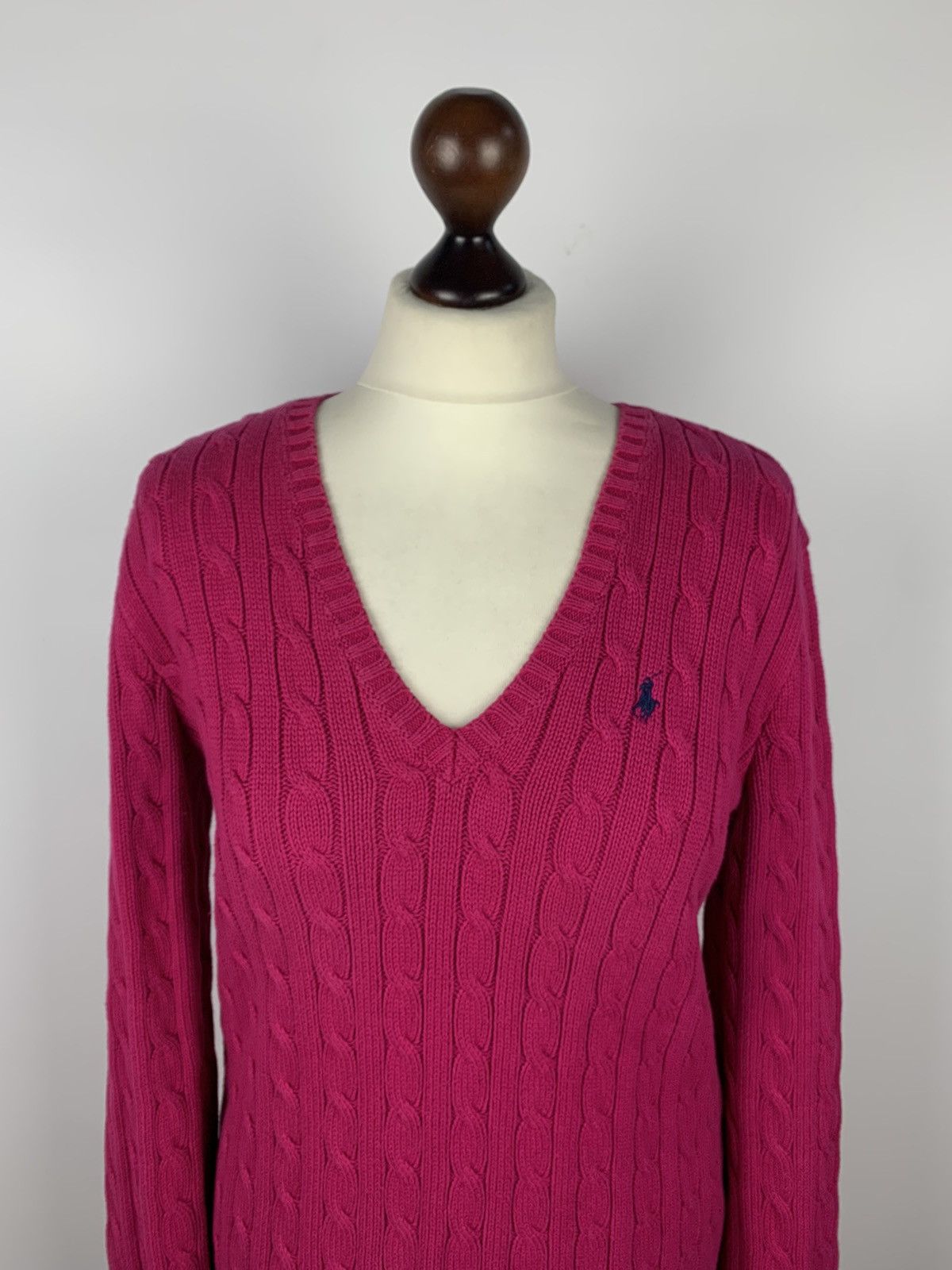 Ralph Lauren Sport Vintage Ralph Lauren Sport Cable Knit V-Neck Sweater Purple Size L / US 10 / IT 46 - 2 Thumbnail