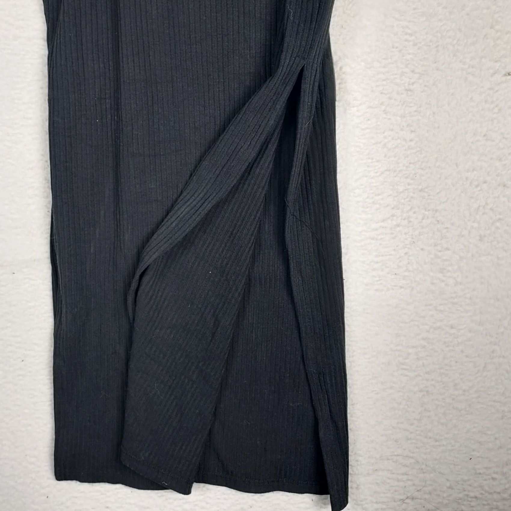 Bar III Bar III Women’s S Black Ribbed Midi Dress Sleeveless Tie Waist Bodycon Size S / US 4 / IT 40 - 6 Thumbnail
