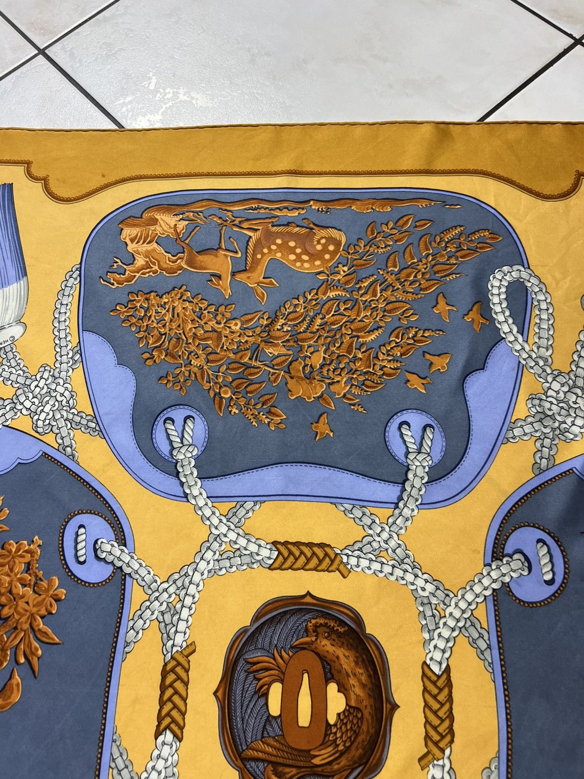 Hermes Vintage Hermes Paris Tsubas silk handkerchief scarf chain Size ONE SIZE - 4 Thumbnail