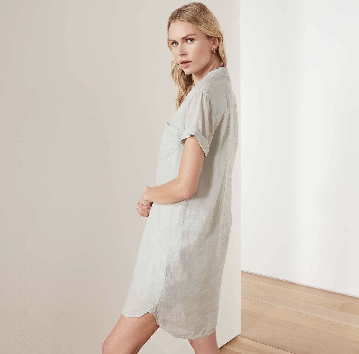 James Perse James Perse Cotton Voile Shirt Dress in Silver Pigment | Grailed
