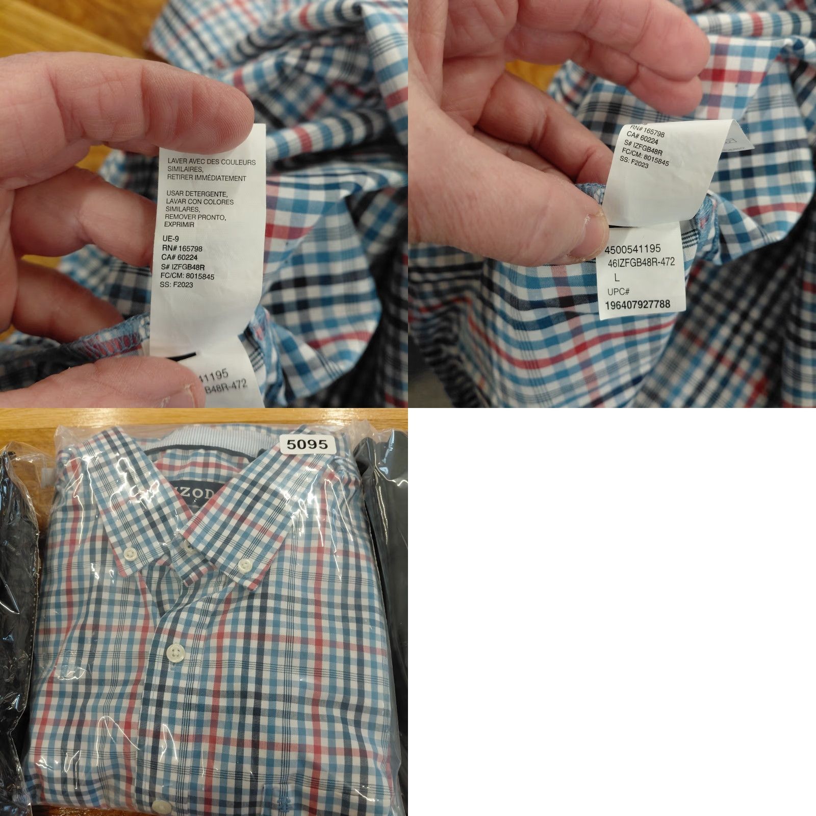 Izod IZOD Shirt Men's L Red White Blue Long Sleeve Check Button-Down Preppy Shirt, Casual, Workwear, American Theme, Button-Up, Regular Fit Size US L / EU 52-54 / 3 - 10 Thumbnail