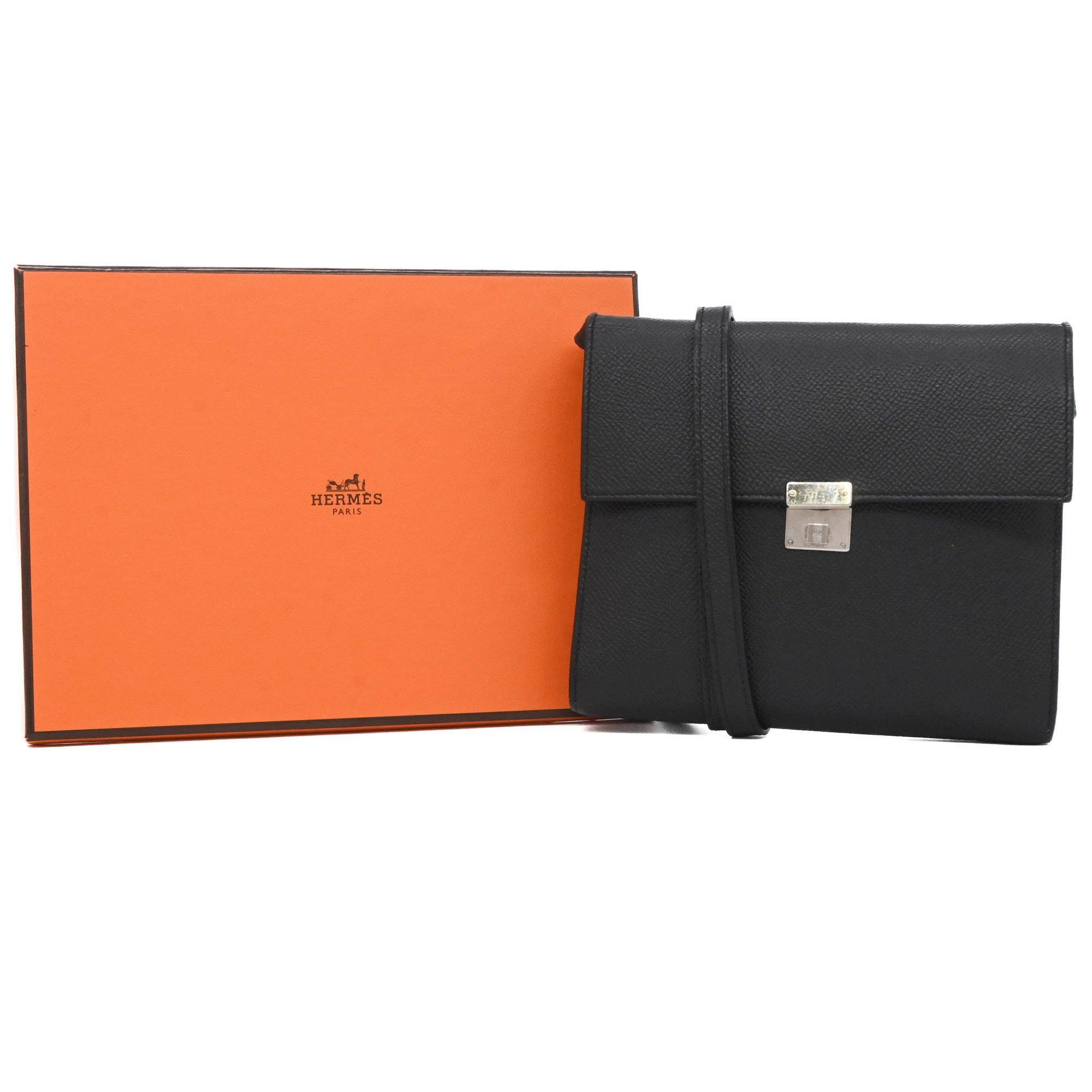 HERMES Click 16 Mini Shoulder Bag with Pouch Wallet in Epsom Leather Black #C