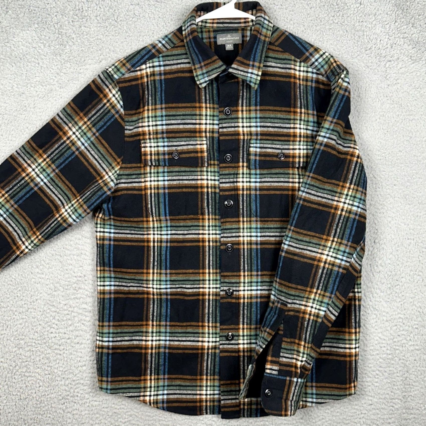 Vintage L.L. Bean Signature Shirt Mens Medium Black Slim Fit Flannel Plaid Button Up EUC Size US M / EU 48-50 / 2 - 2 Thumbnail