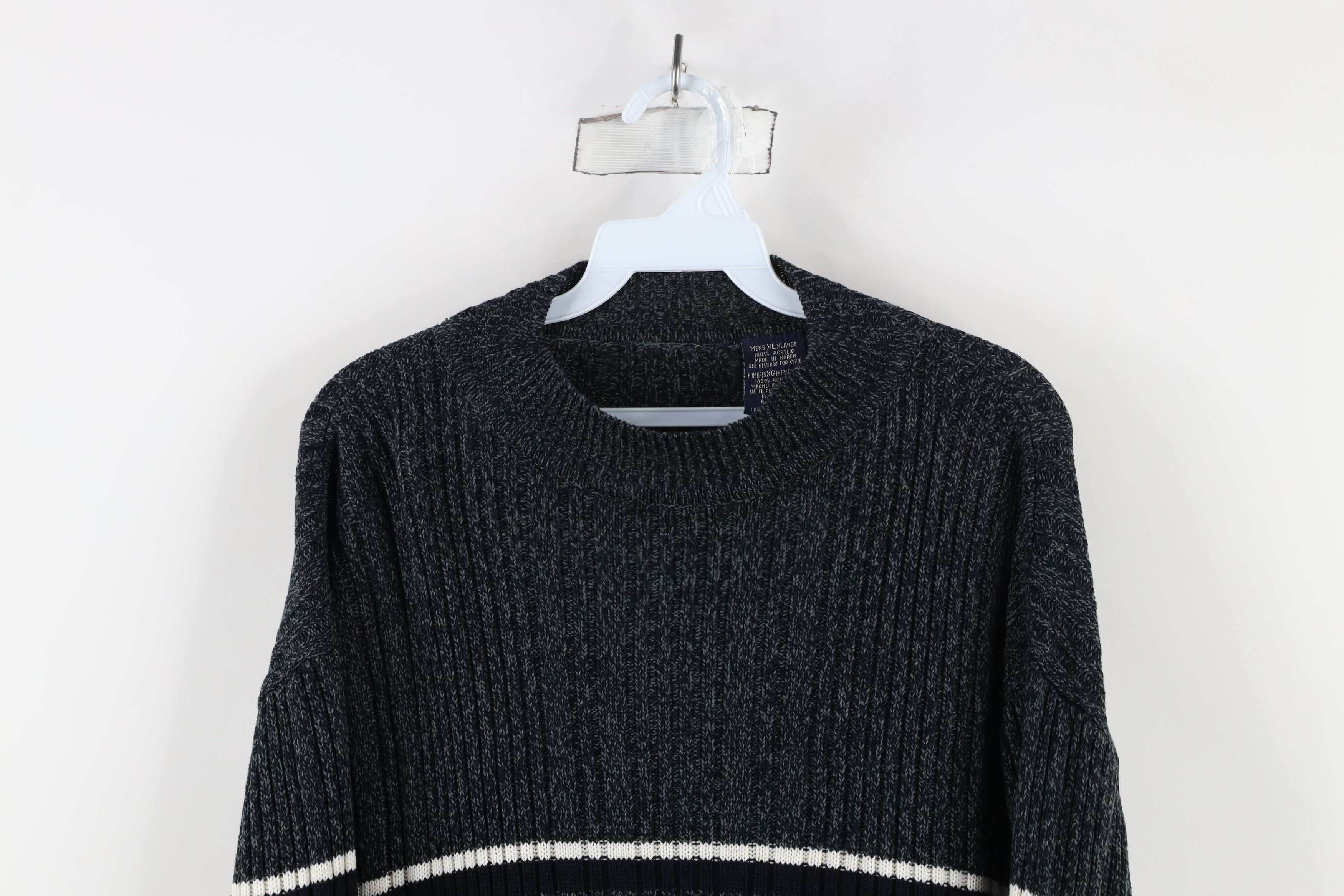 Vintage Vintage 90s Streetwear Striped Ribbed Knit Mock Neck Sweater Size US XL / EU 56 / 4 - 2 Thumbnail
