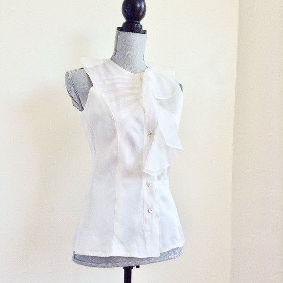 Rock & Republic NEW $945 Rock & Republic Tailor Made Runway White Silk Ruffl Size S / US 4 / IT 40 - 3 Thumbnail
