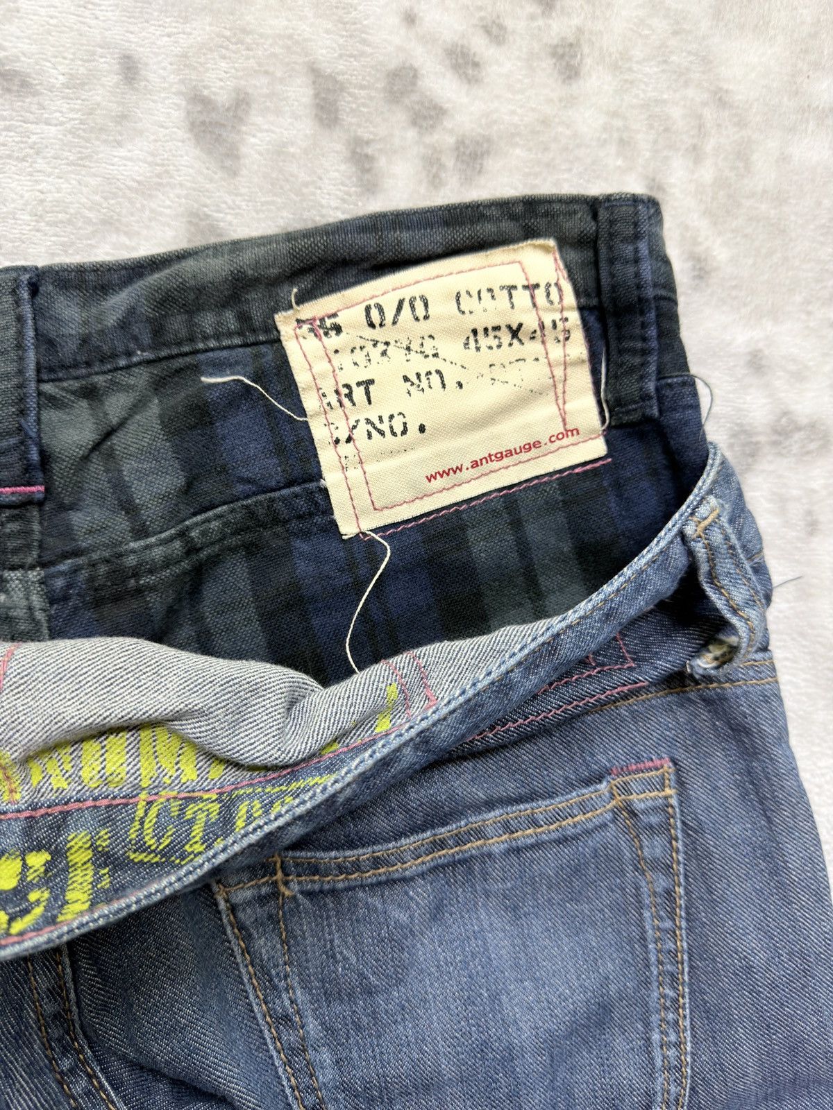 Japanese Brand Antgauge Double Waistband Plaid Low Rise Skinny Denim Jeans Size US 28 / EU 44 - 14 Thumbnail