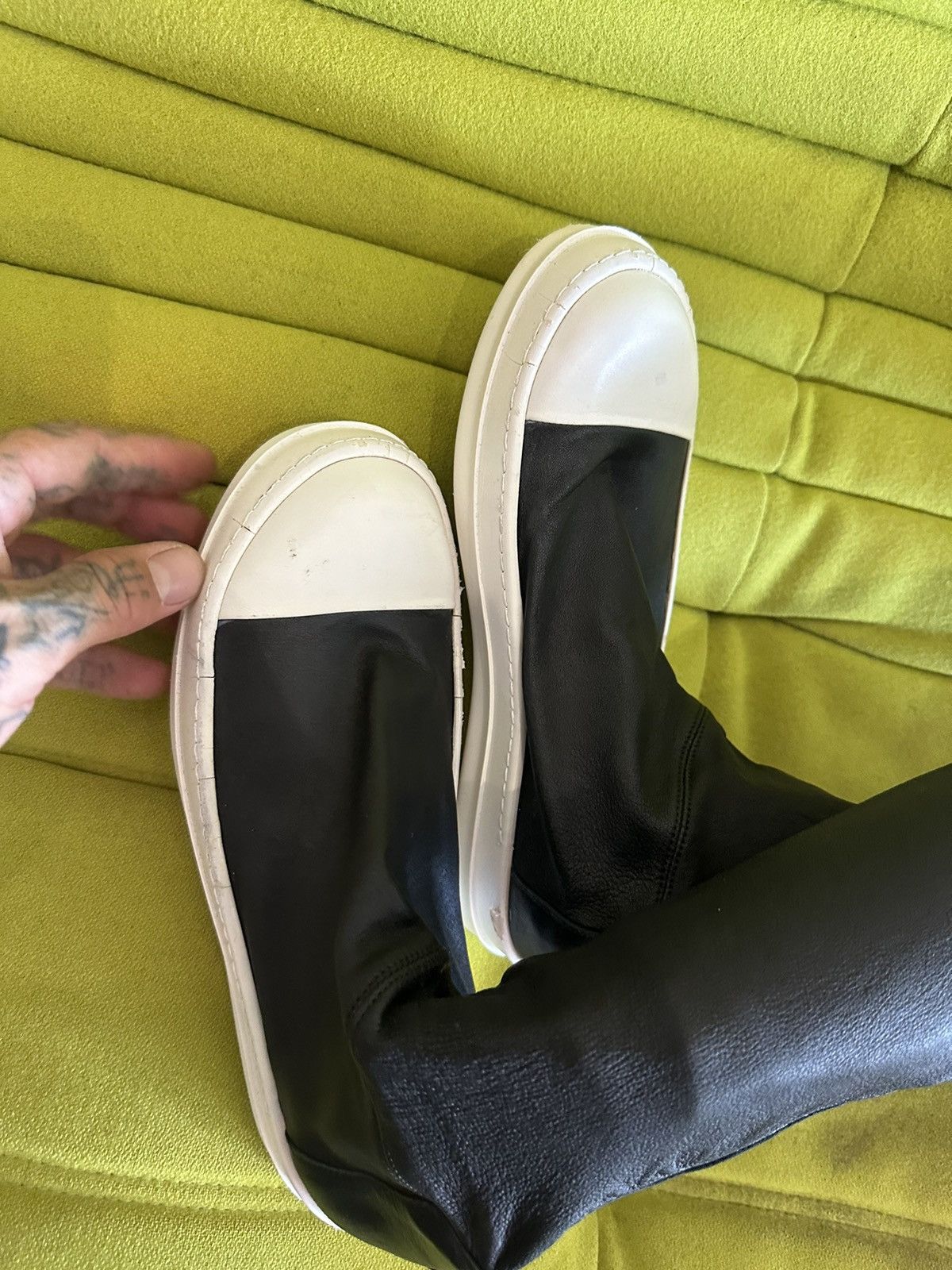 Chrome Hearts × Rick Owens Chrome Hearts x Rick Owens 1 OF 1 Leather Cross Sneakers Size US 9 / IT 39 - 14 Thumbnail
