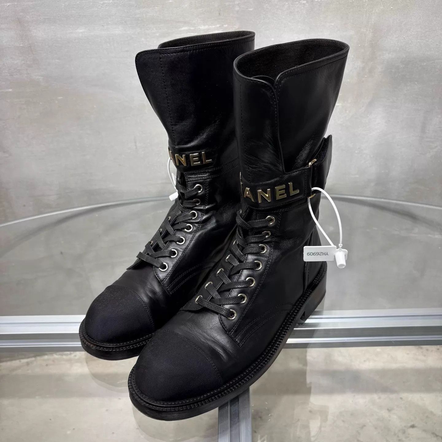 Chanel Chanel Belt Buckle Black & Gold Logo Knee-High Boots 38 Size US 7.5 / IT 37.5 - 2 Thumbnail