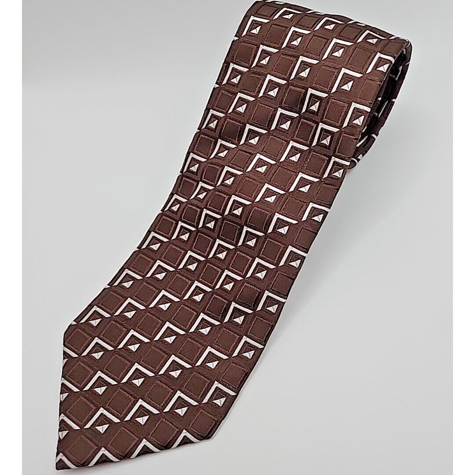 Other Prochownick Brown Geometric Silk Tie Necktie - Made in Italy Size ONE SIZE - 3 Thumbnail