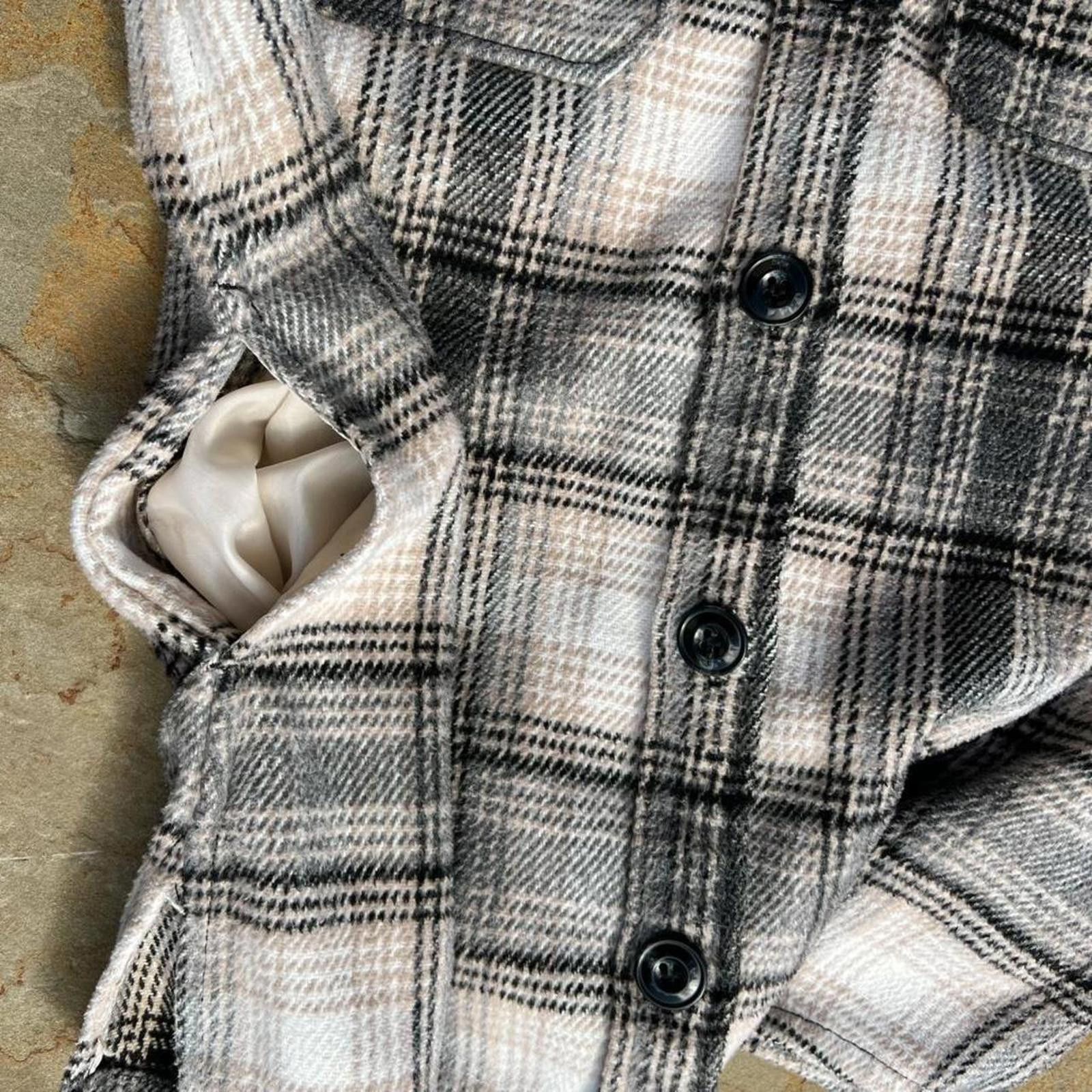 H&M Houndstooth Plaid Button Down Thick Knit Shirt Jacket Size S / US 4 / IT 40 - 5 Thumbnail