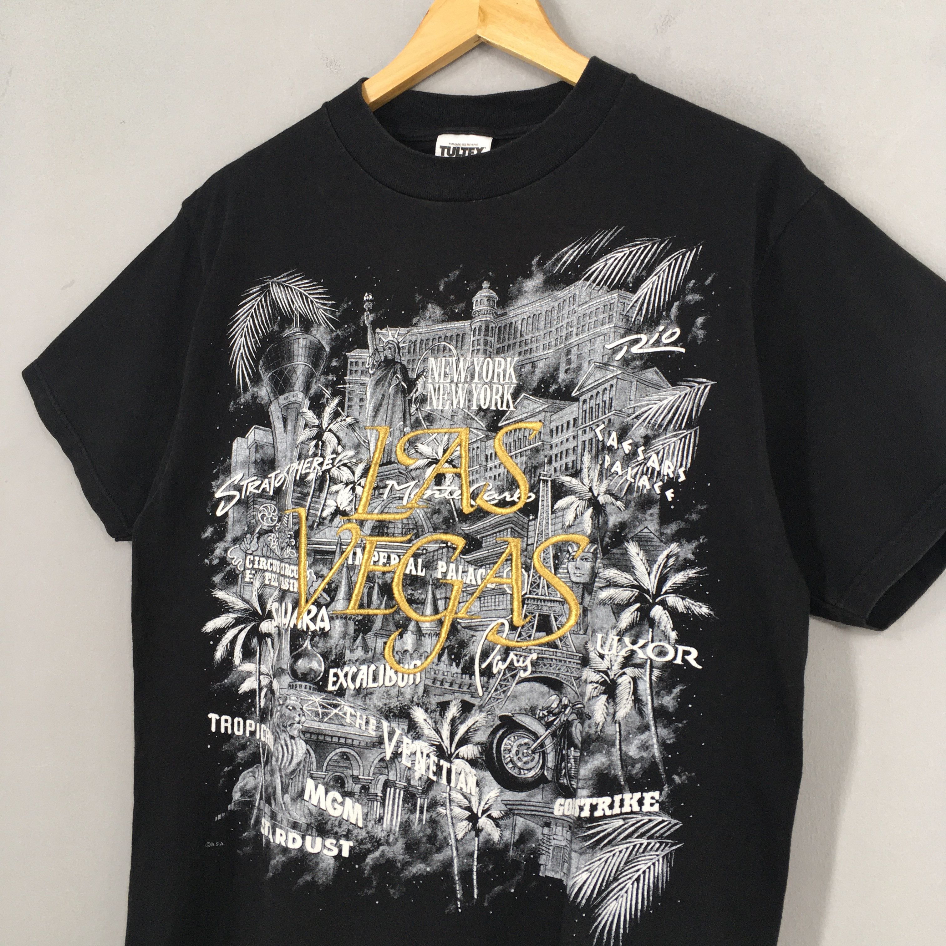 Tultex Vintage 90's Texas Las Vegas Casino Black T shirt M Size US M / EU 48-50 / 2 - 3 Thumbnail