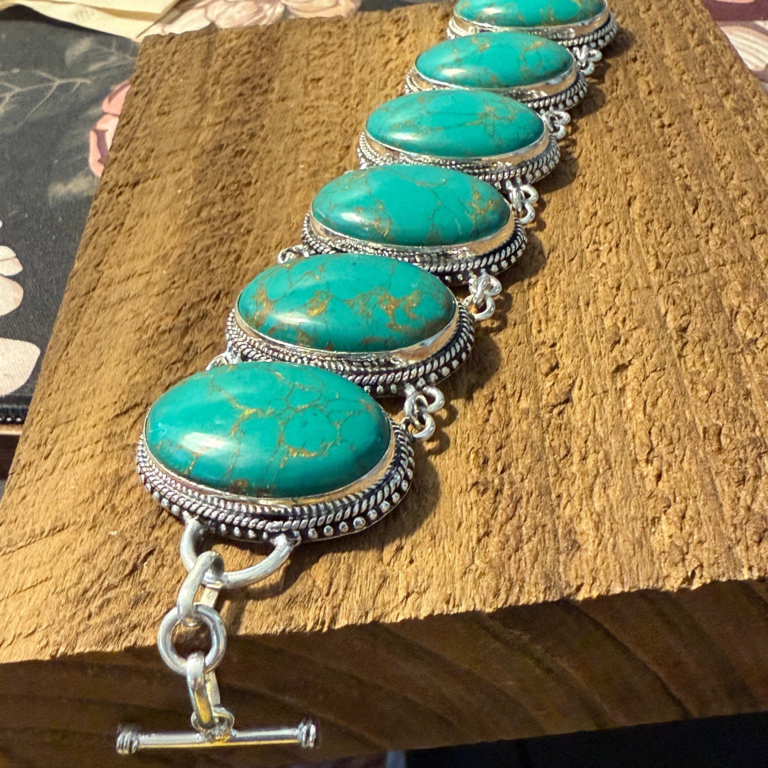 Other Copper Turquoise Sterling Silver Link Bracelet Gift Box Size ONE SIZE - 7 Thumbnail
