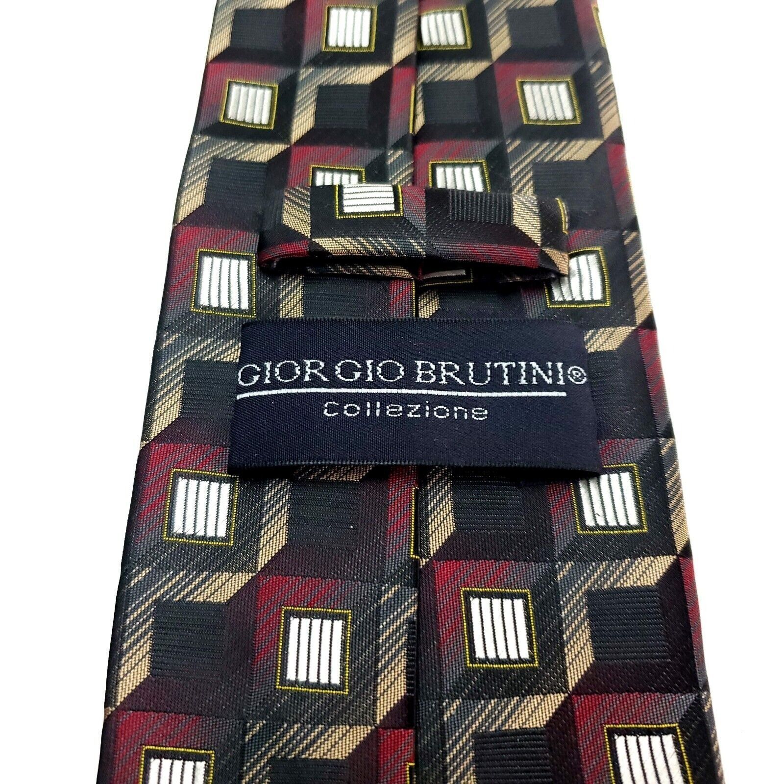 Giorgio Brutini Giorgio Brutini Polyester Tie Gray Beige Red Geometric Size ONE SIZE - 3 Thumbnail