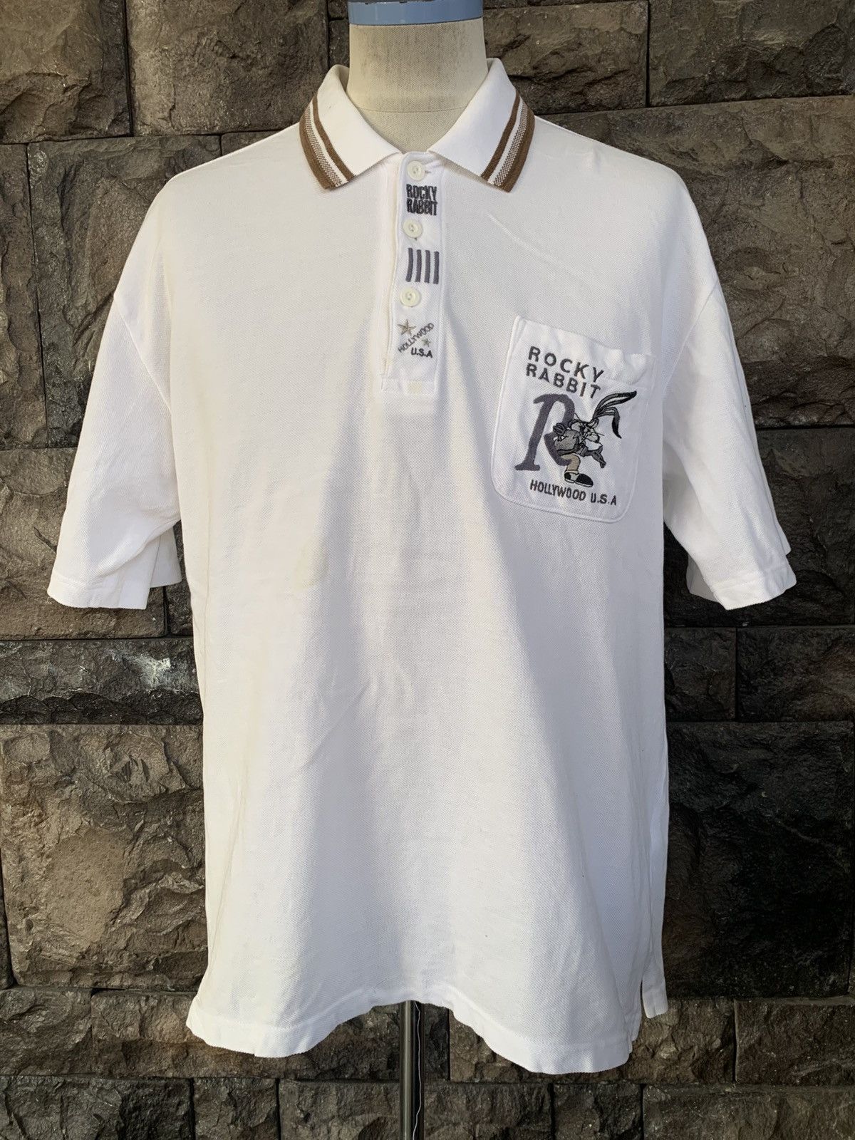 Vintage Vintage 90s Rocky Rabbit Hollywood USA Polo Shirt Size US L / EU 52-54 / 3 - 1 Thumbnail