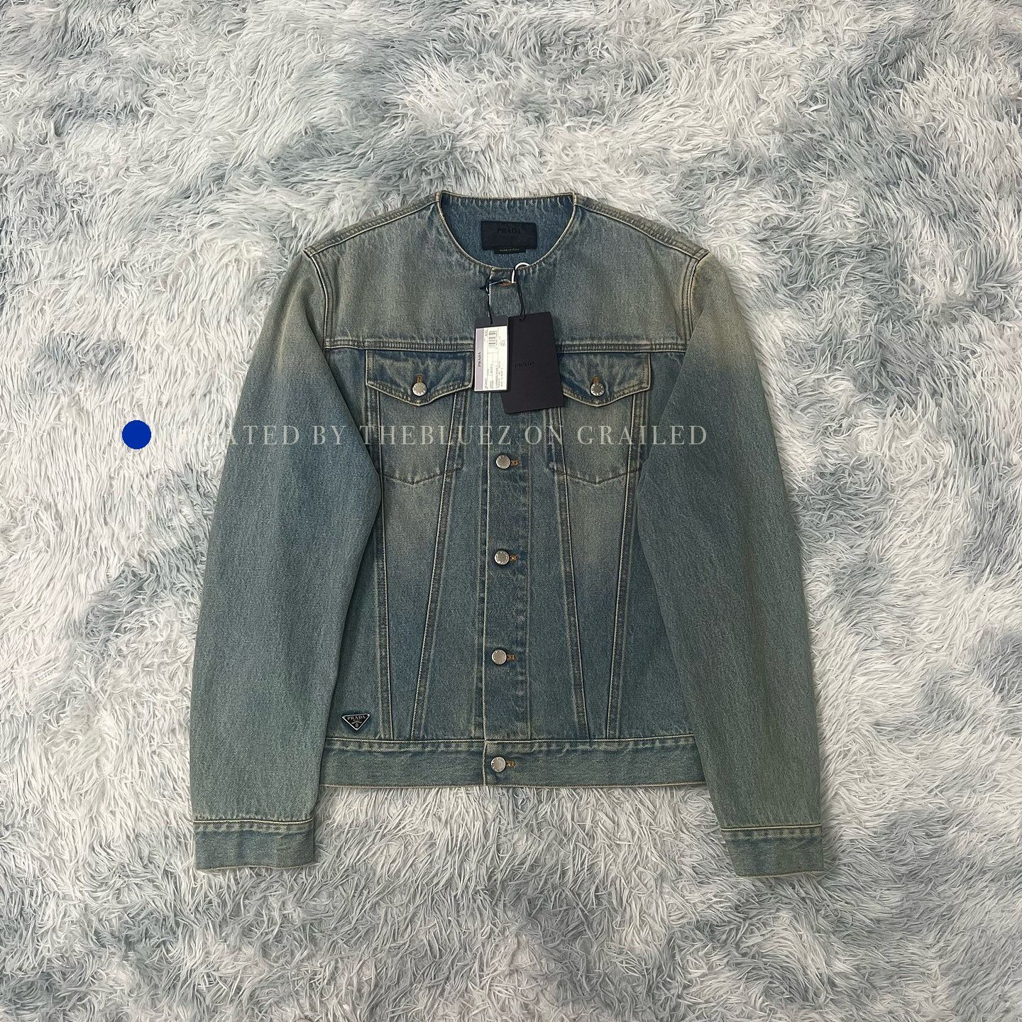 Prada Washed Blue Denim Jacket in XXL Size US XXL / EU 58 / 5 - 1 Thumbnail